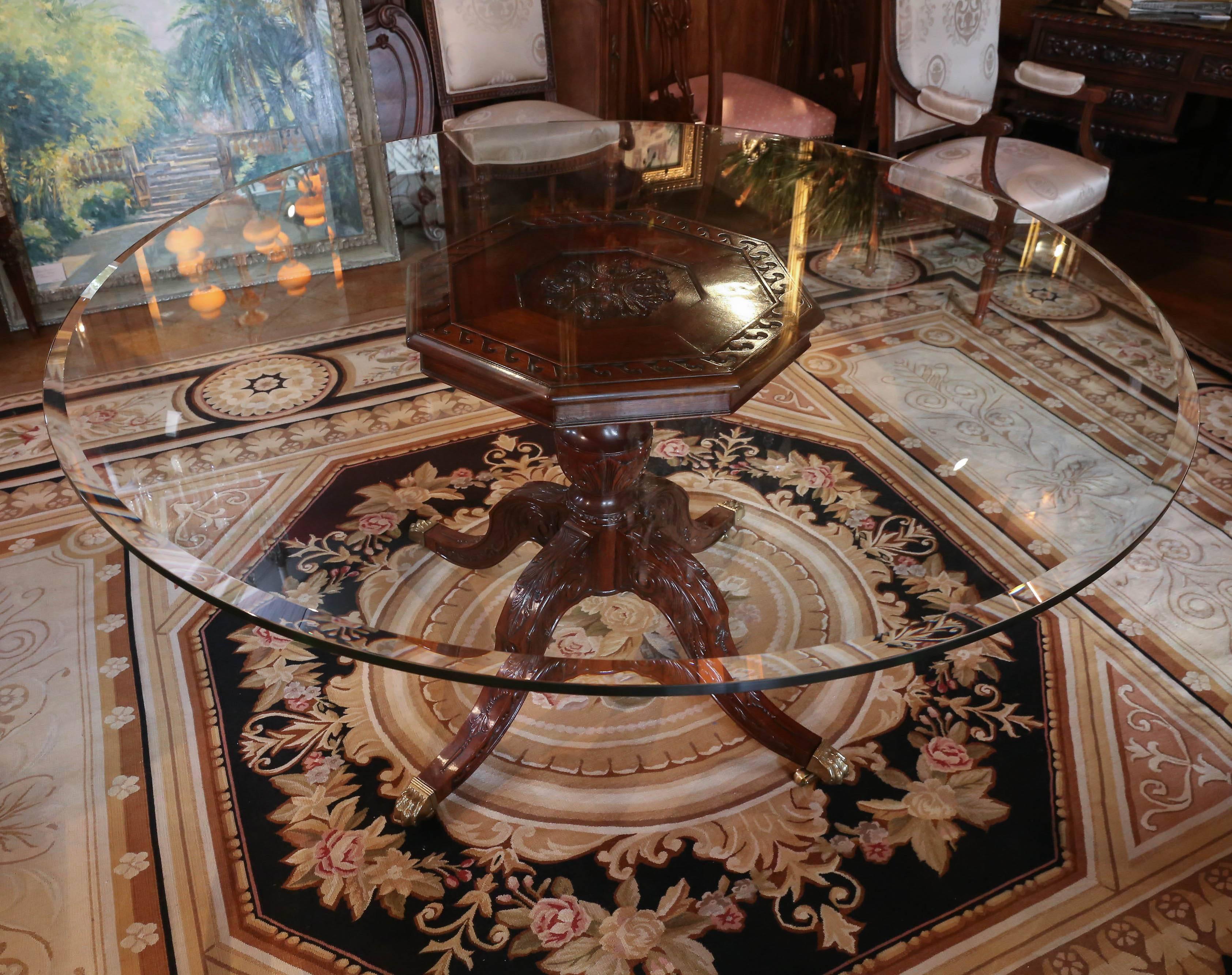 round glass pedestal dining table