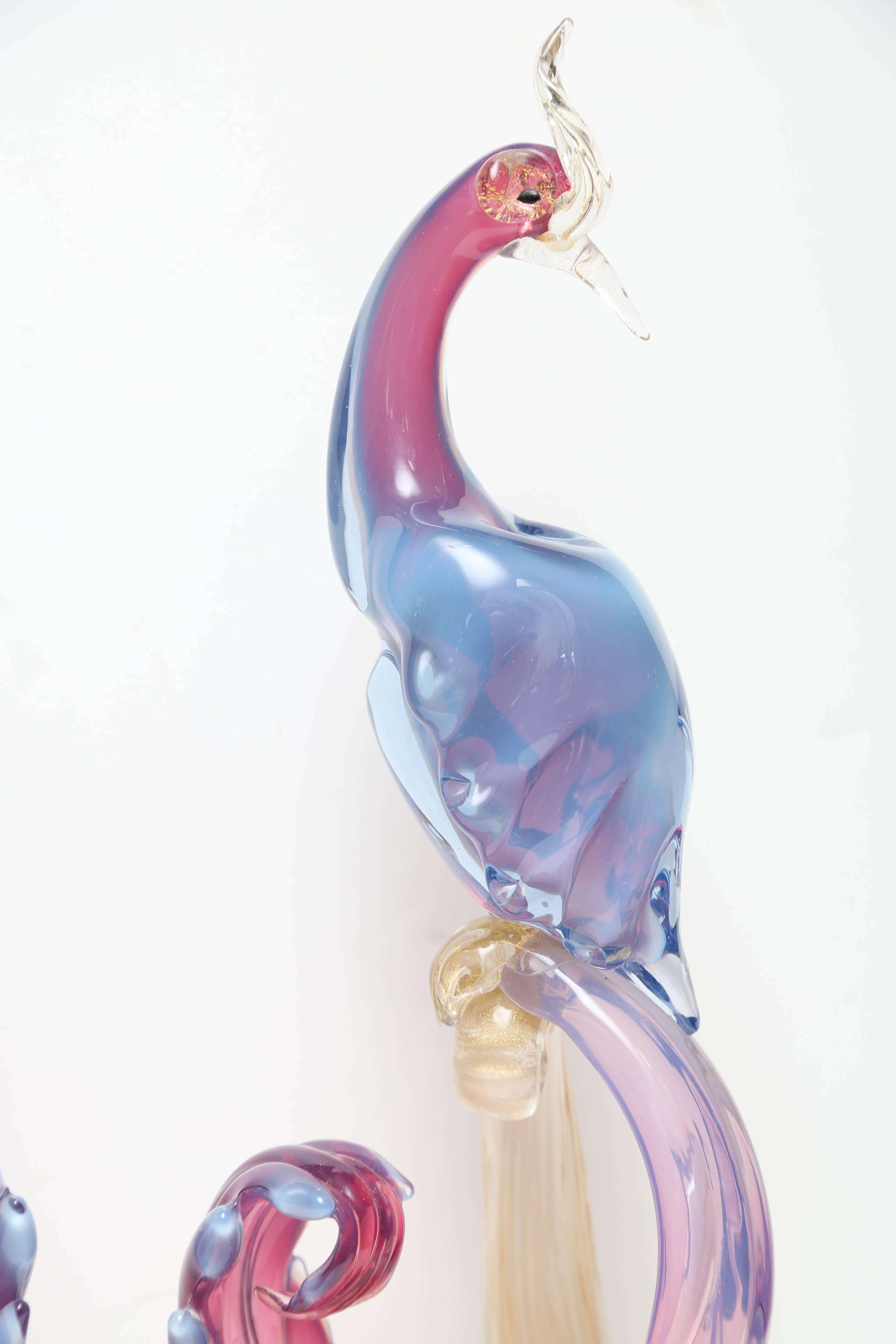 Pair of Murano Birds of Paradise In Good Condition In West Palm Beach, FL