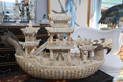 Large and Elaborate Imperial Boat Carved from Bone