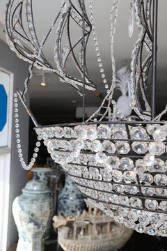 Whimsical Crystal and Metal Sailing Ship Chandelier