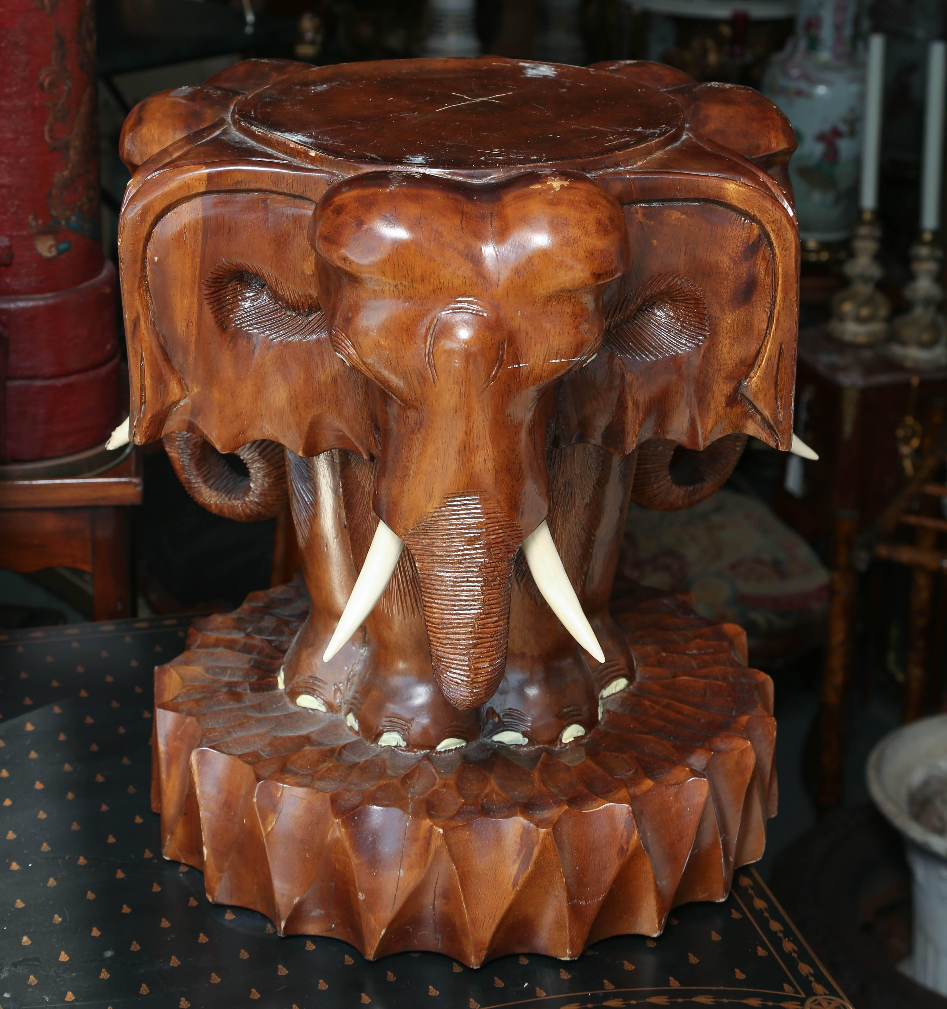 Asian Pair of Anglo-Indian Style Elephant Motif Stands
