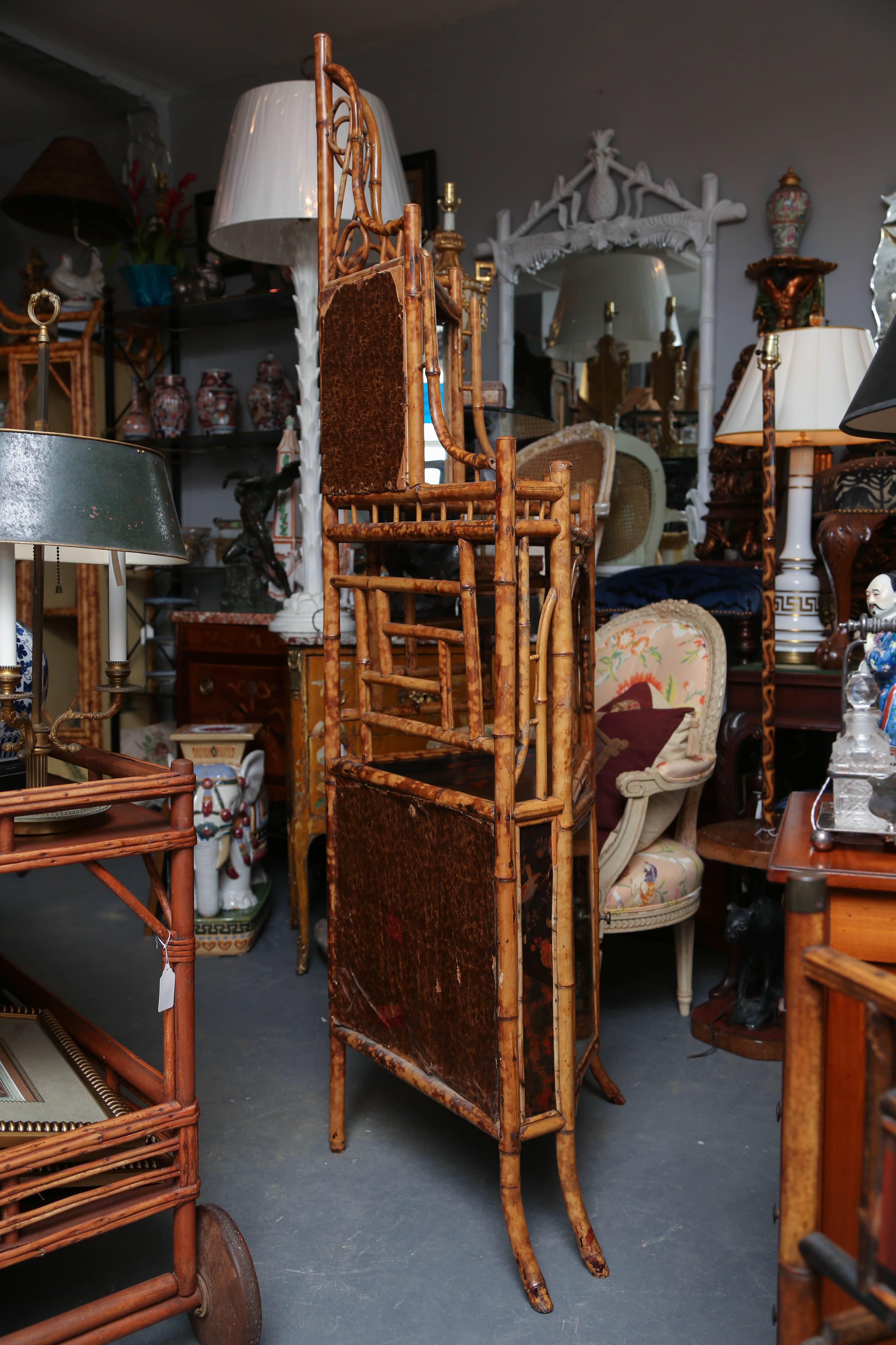 Chinoiserie Superb 19th Century English Bamboo Corner Cabinet