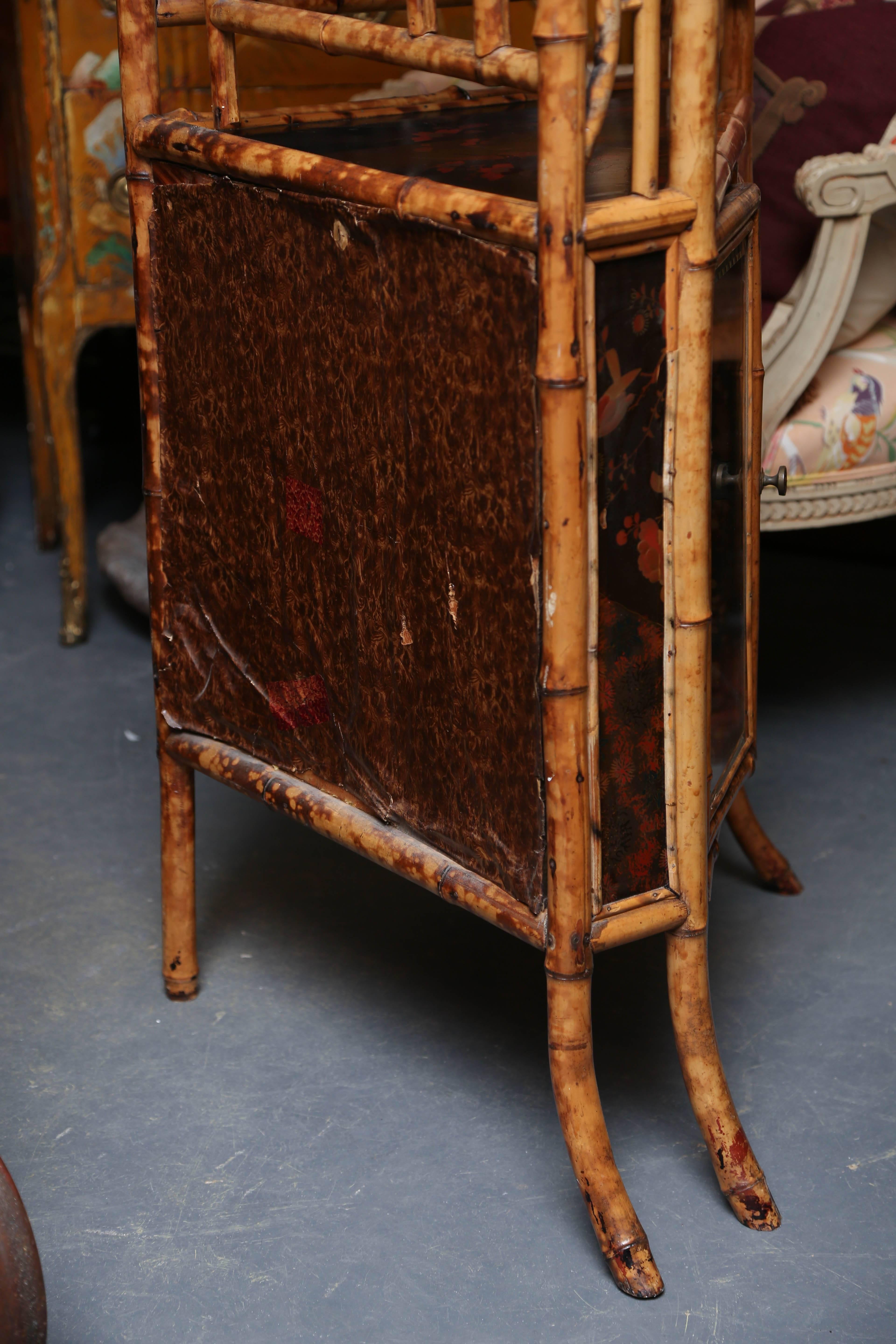 Superb 19th Century English Bamboo Corner Cabinet In Good Condition In West Palm Beach, FL