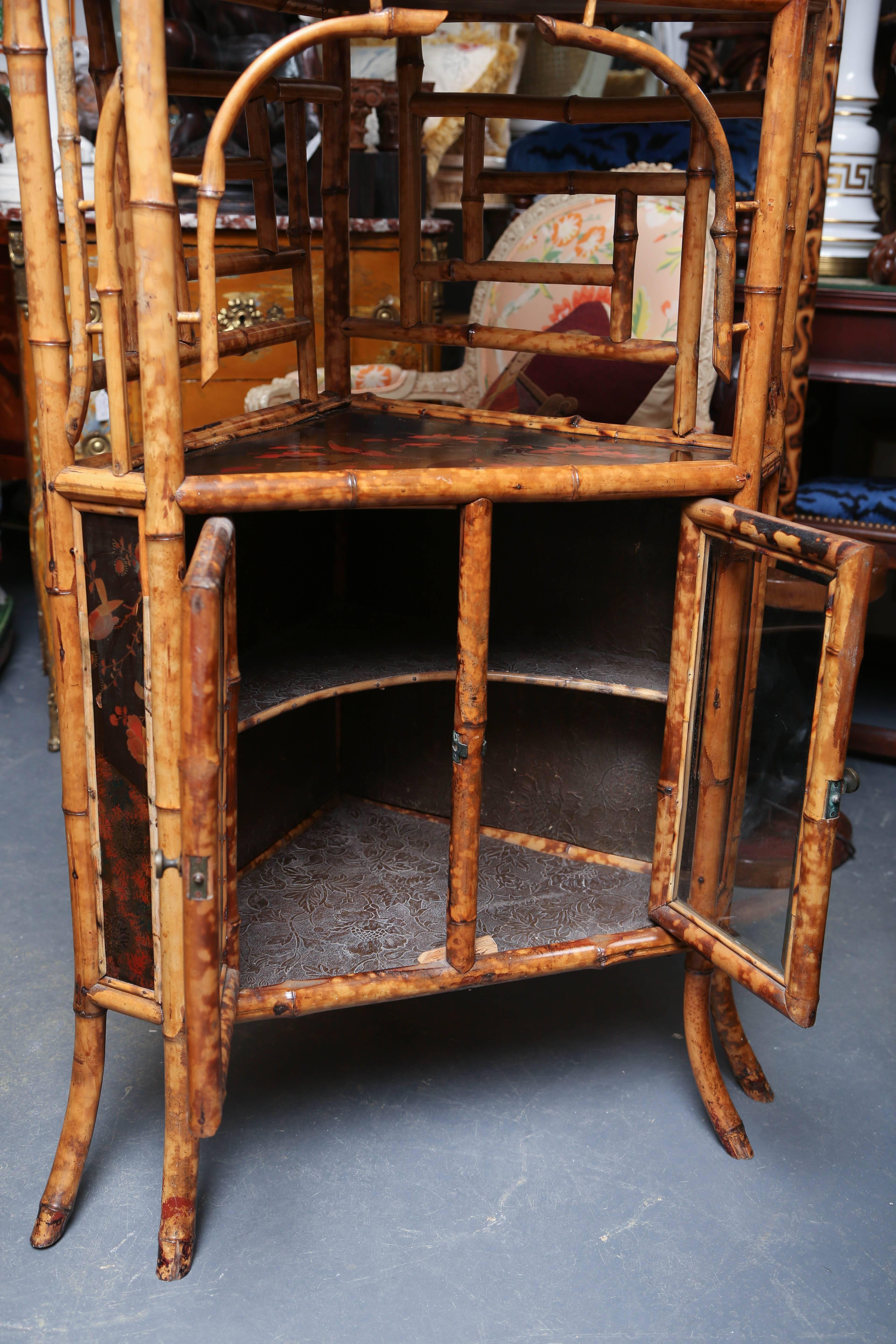 Superb 19th Century English Bamboo Corner Cabinet 2