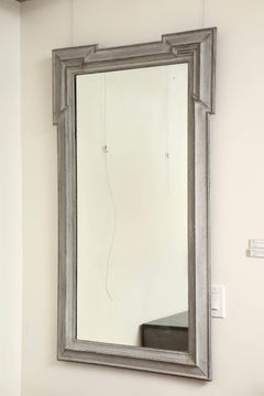 Rectangular Blue or Gray Painted Wood Wall Mirror, Belgium, circa 1880