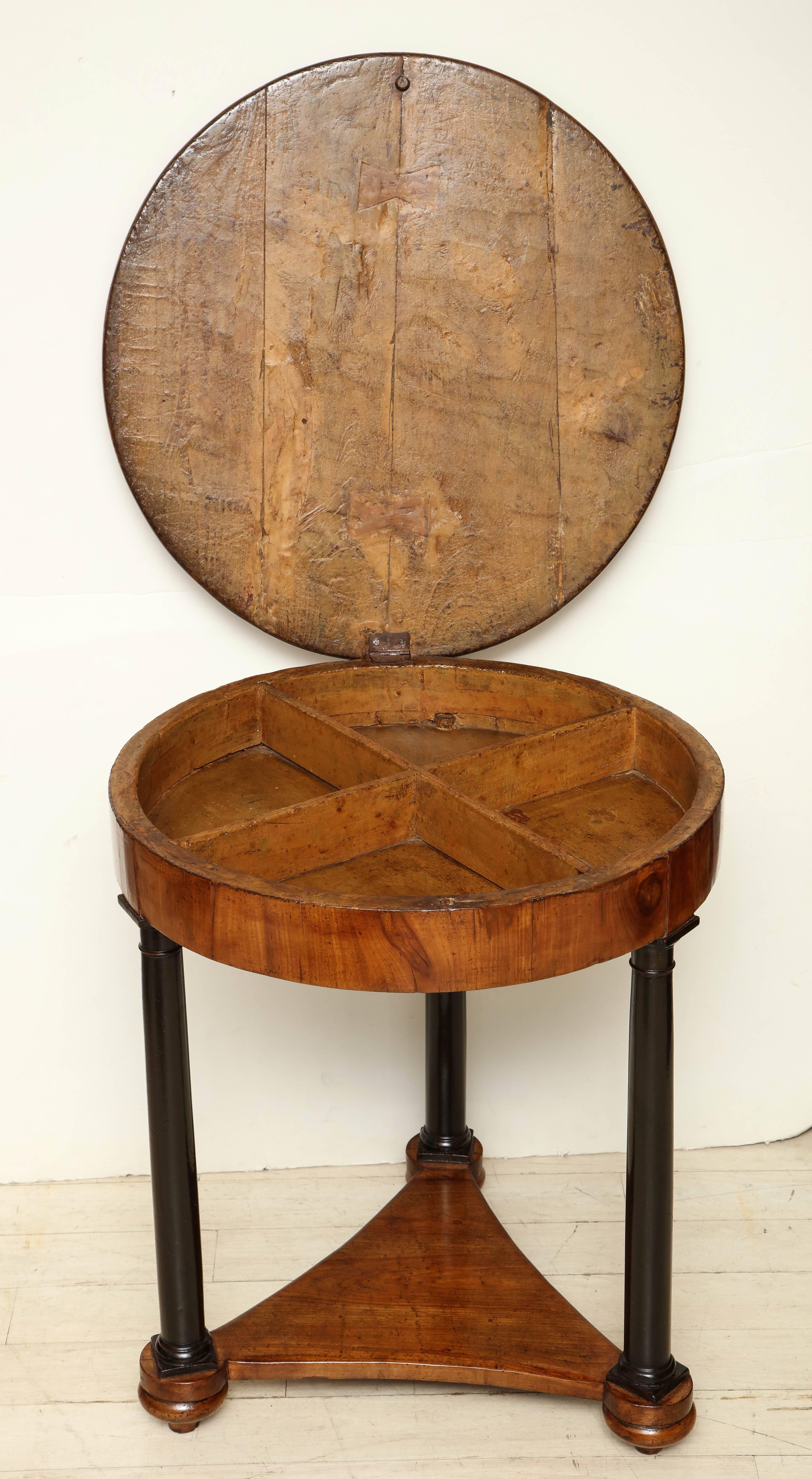 19th Century Circular Cherry Wood Side Table on Ebonized Plinth Base In Excellent Condition In New York, NY