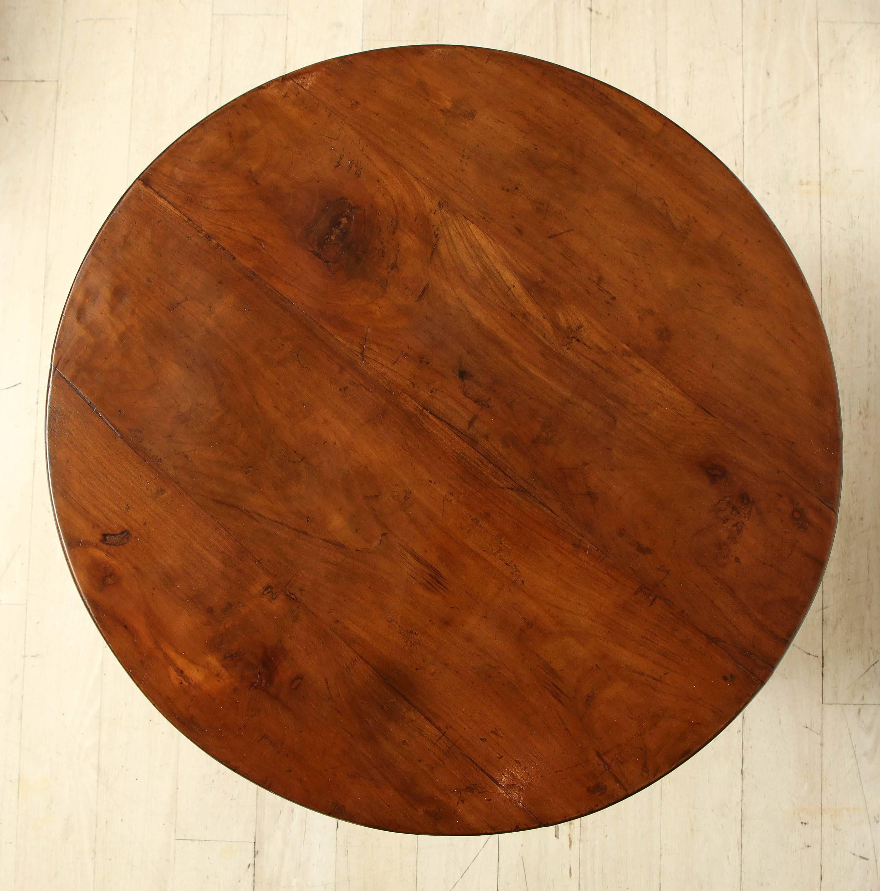 19th Century Circular Cherry Wood Side Table on Ebonized Plinth Base 5