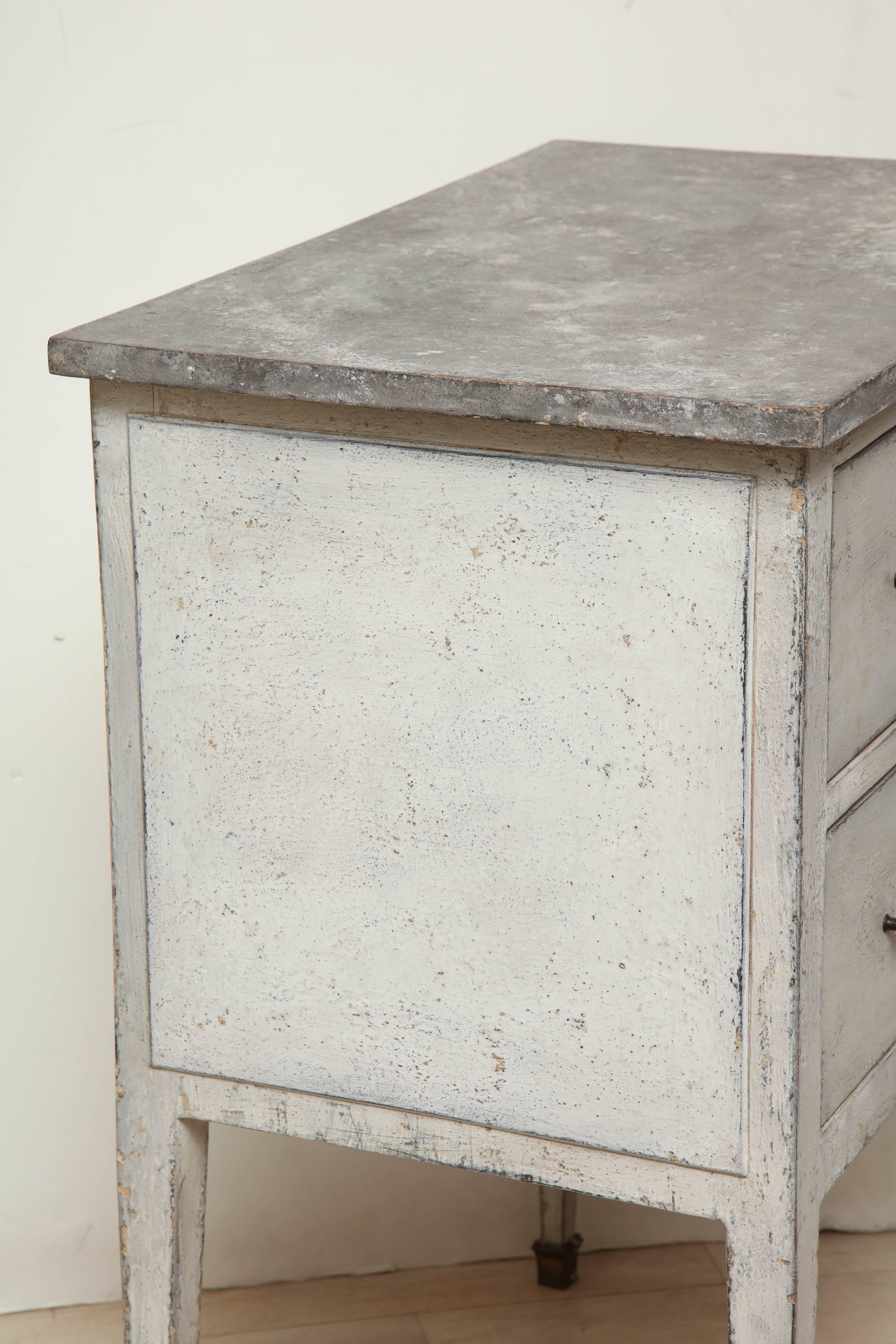 20th Century Small, Painted White Two-Drawer Commode or Nightstand, France, circa 1940