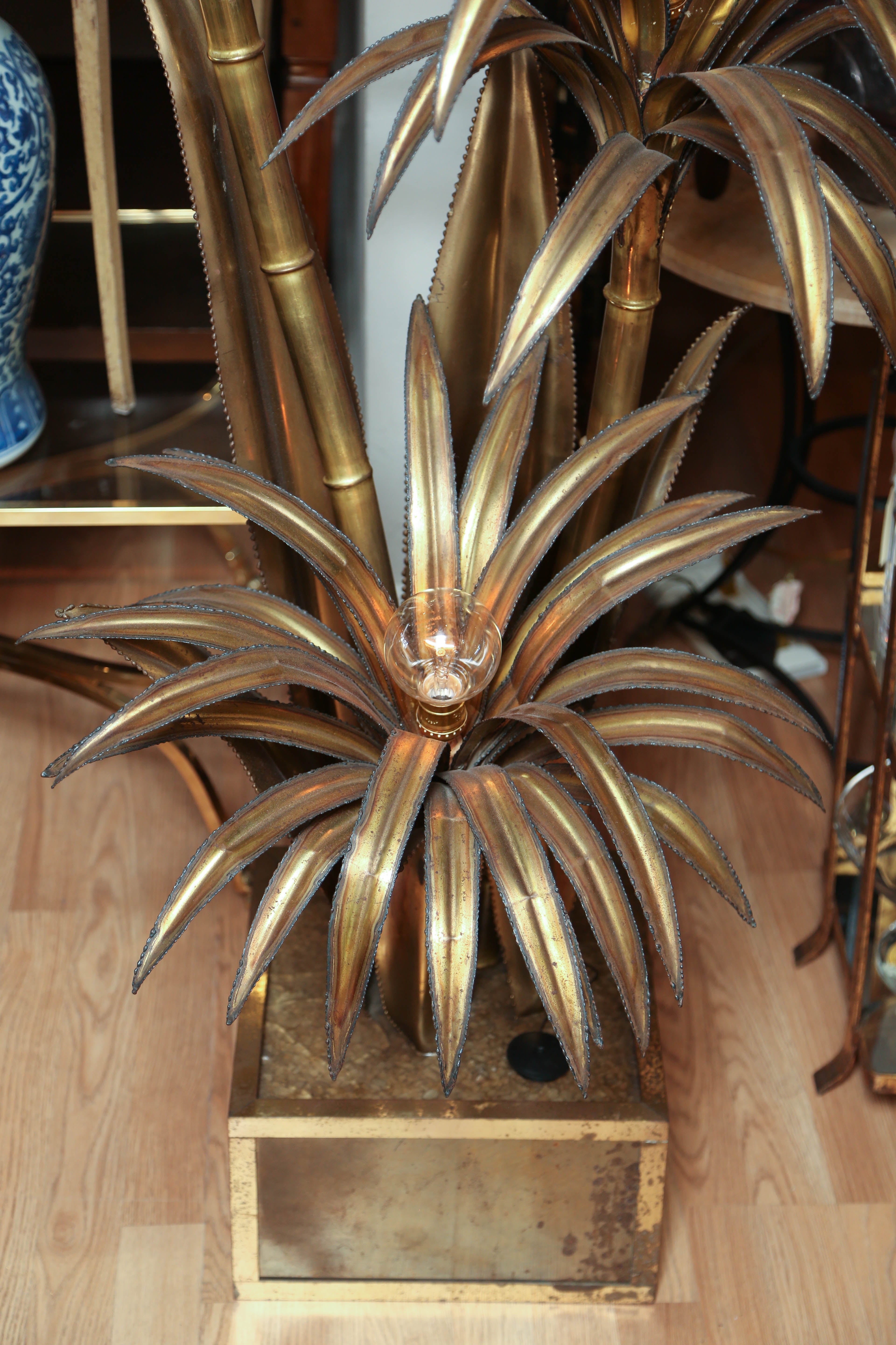 Maison Jansen Gilded Metal Palm Tree Floor Lamp At 1stdibs