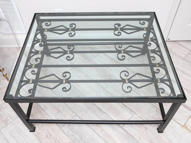 Black Wrought Iron Coffee Table For Sale at 1stDibs black iron coffee
