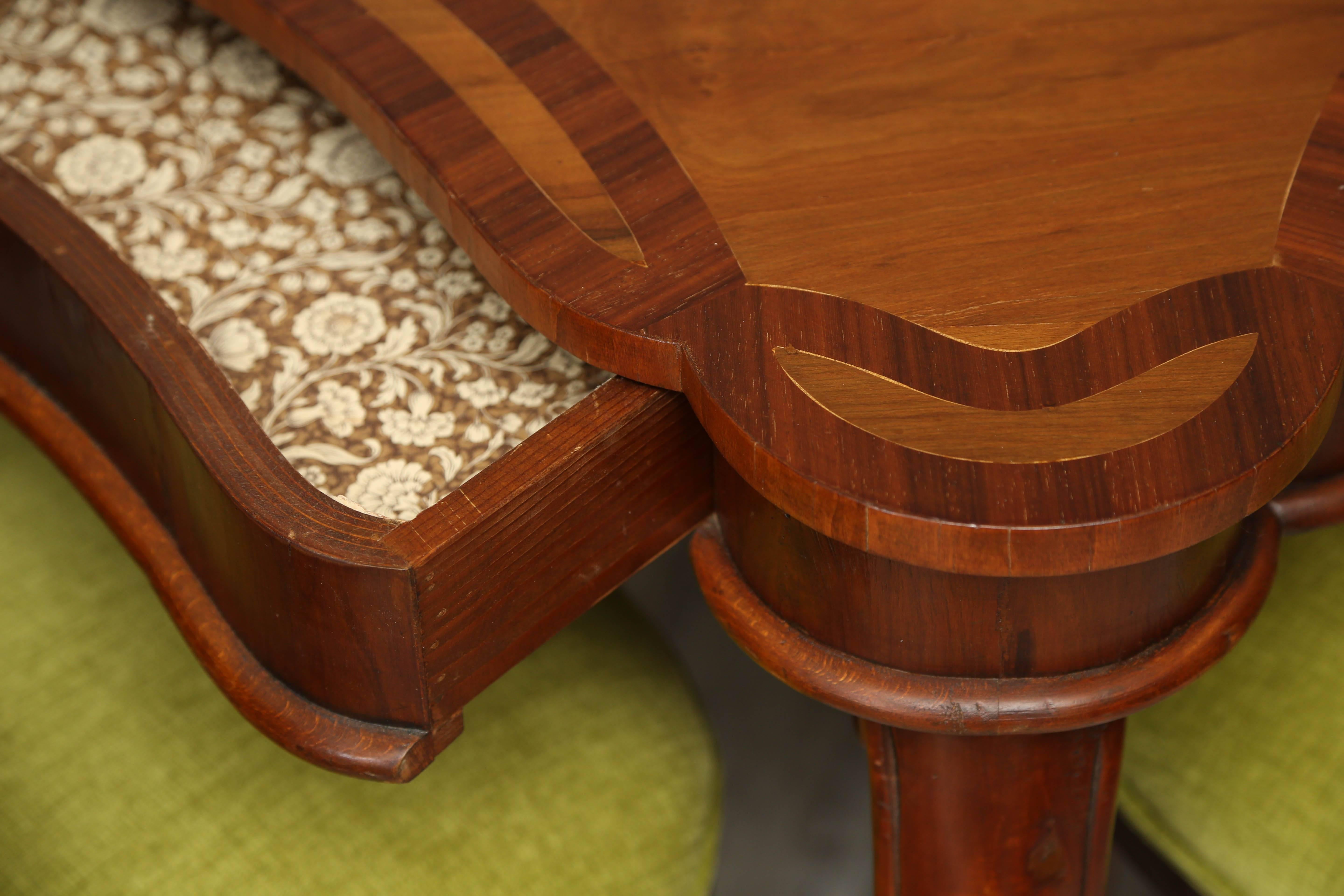 Italian Inlaid Game Table and Four Shell Back Chairs 2