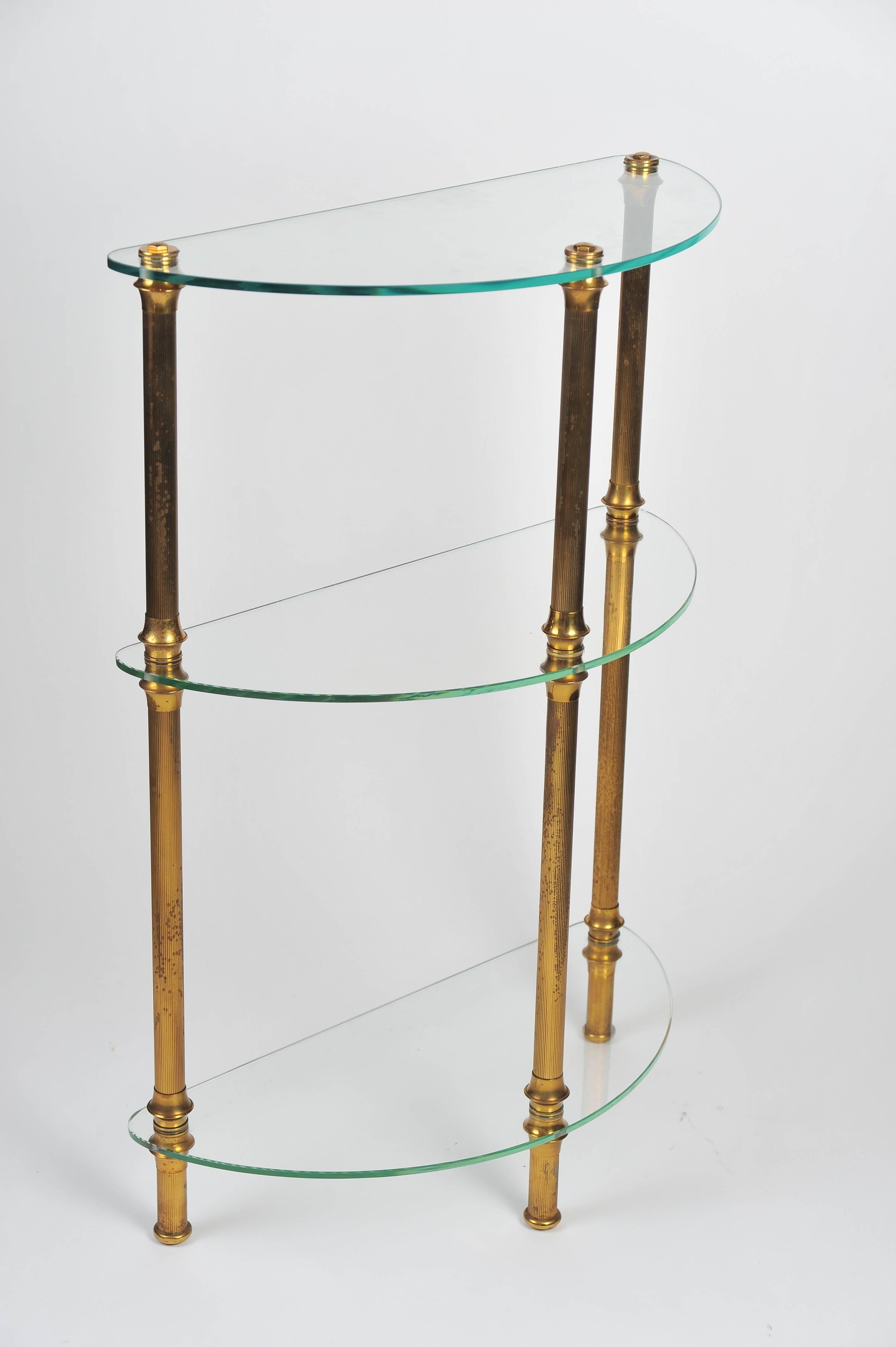 Italian 1950s Brass and Glass Console Table 1