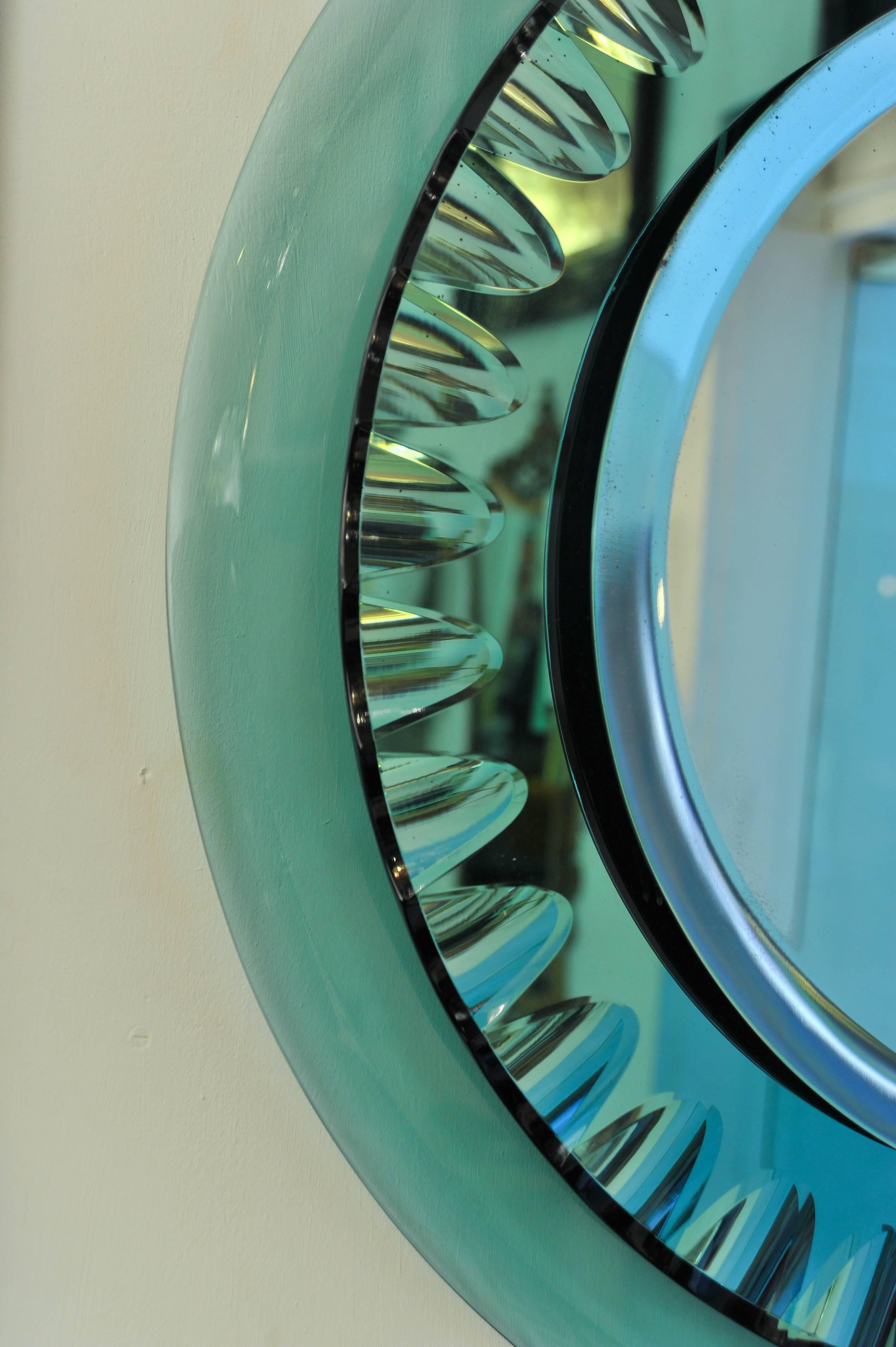 Mid-Century Modern 1950s Amazing Quality Max Ingrand Green Glass Mirror by Fontana Arte
