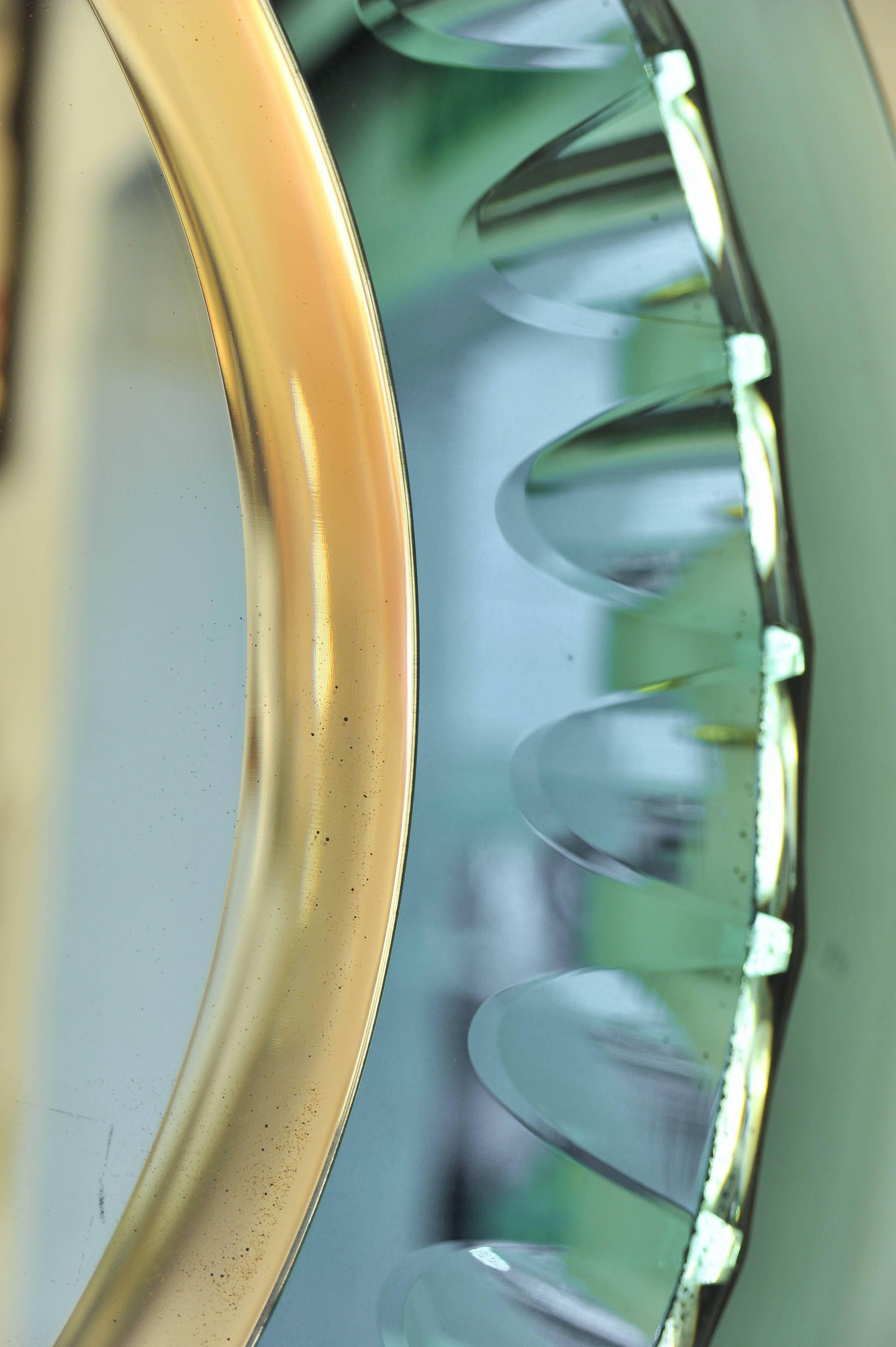 1950s Amazing Quality Max Ingrand Green Glass Mirror by Fontana Arte 1