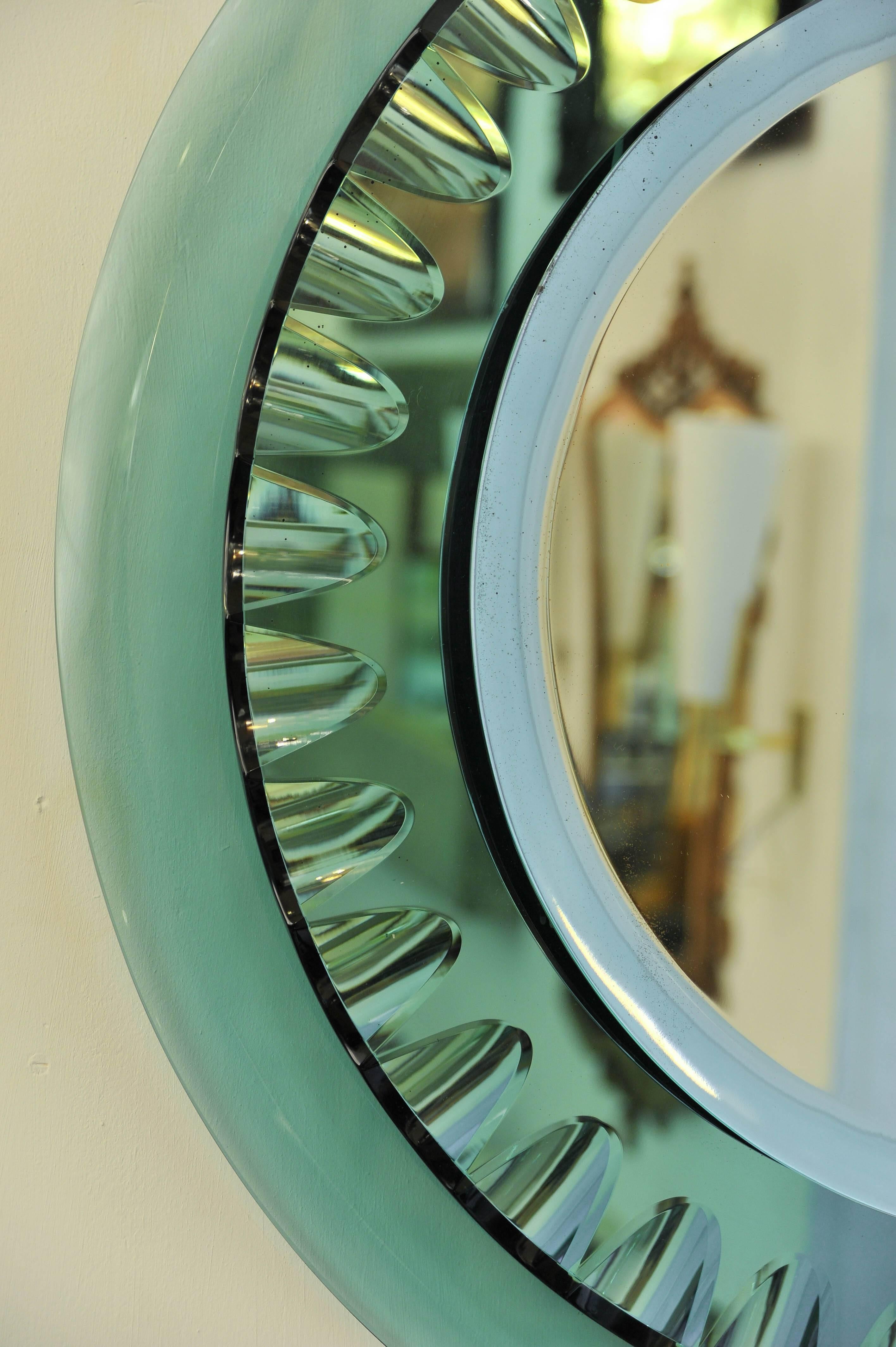 1950s Amazing Quality Max Ingrand Green Glass Mirror by Fontana Arte 3