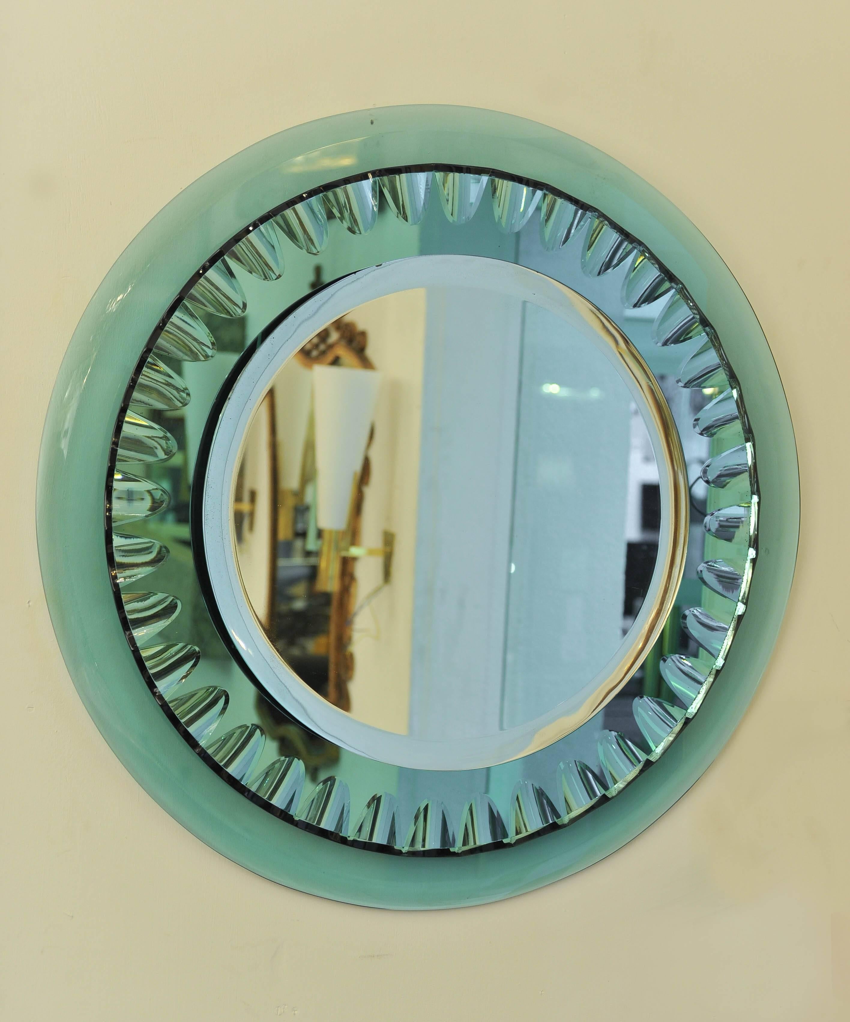 1950s Amazing Quality Max Ingrand Green Glass Mirror by Fontana Arte 4