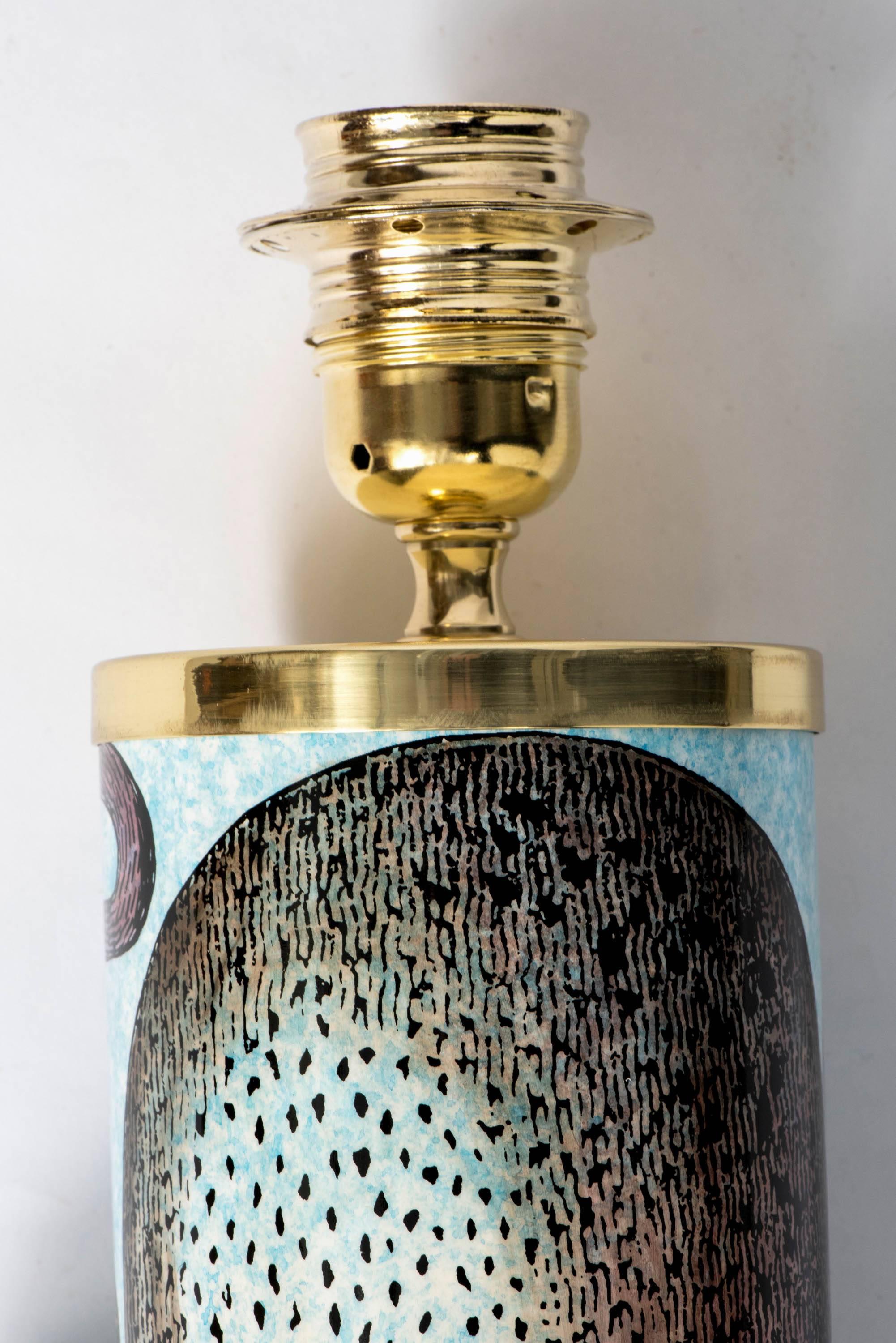 Barnaba Fornasetti pair of cylindrical lamp bases 