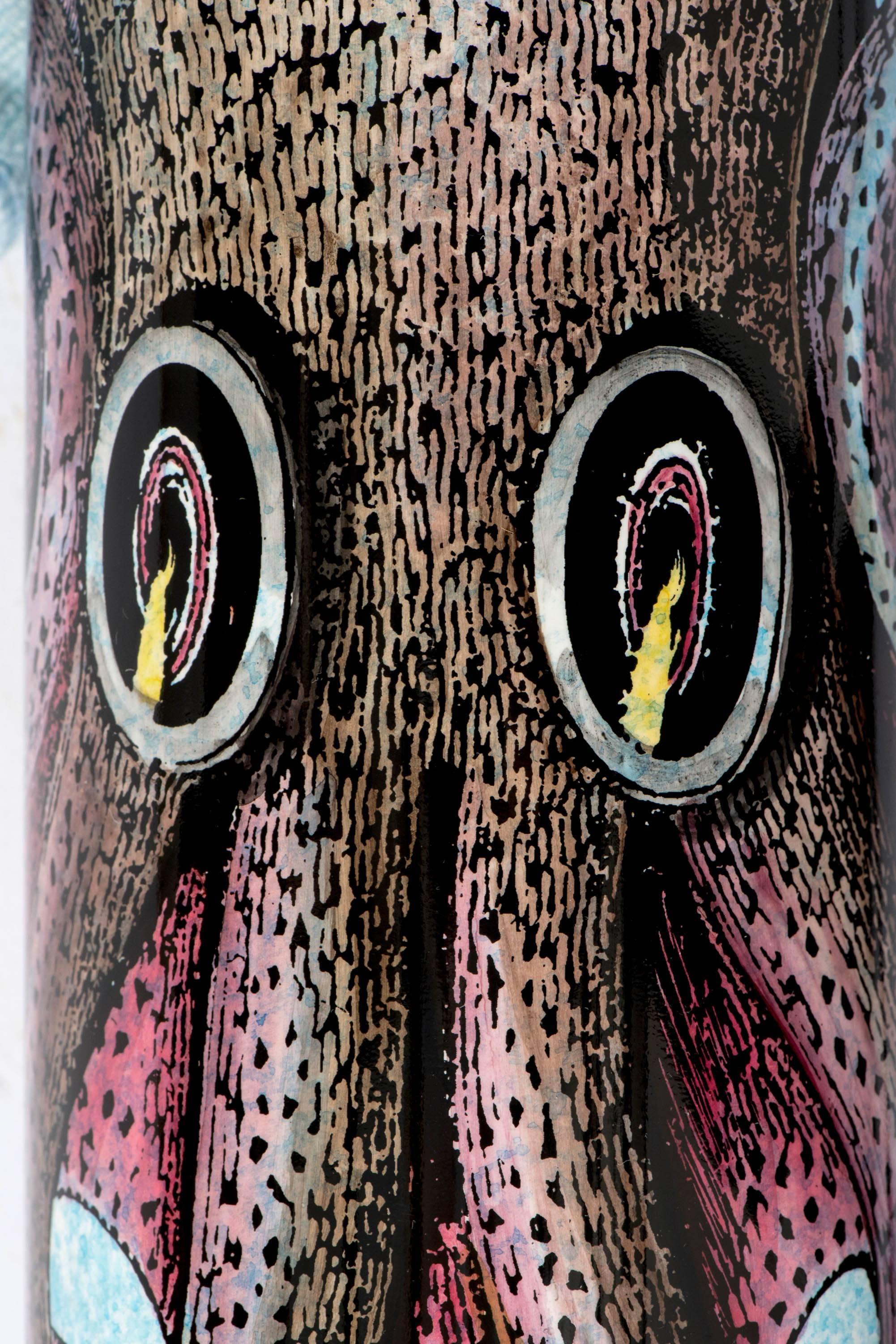 Italian Barnaba Fornasetti pair of cylindrical lamp bases 