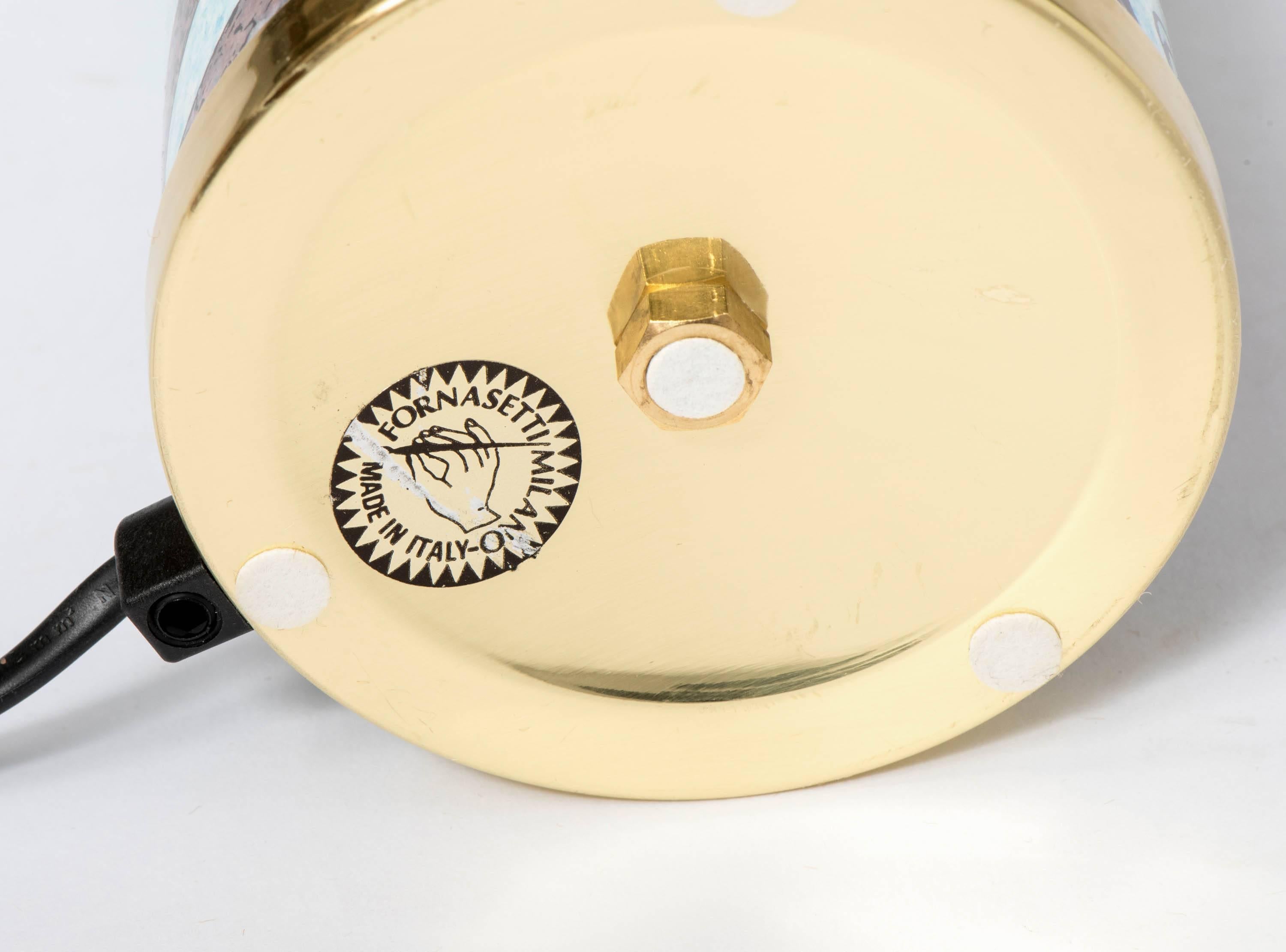 Barnaba Fornasetti pair of cylindrical lamp bases 