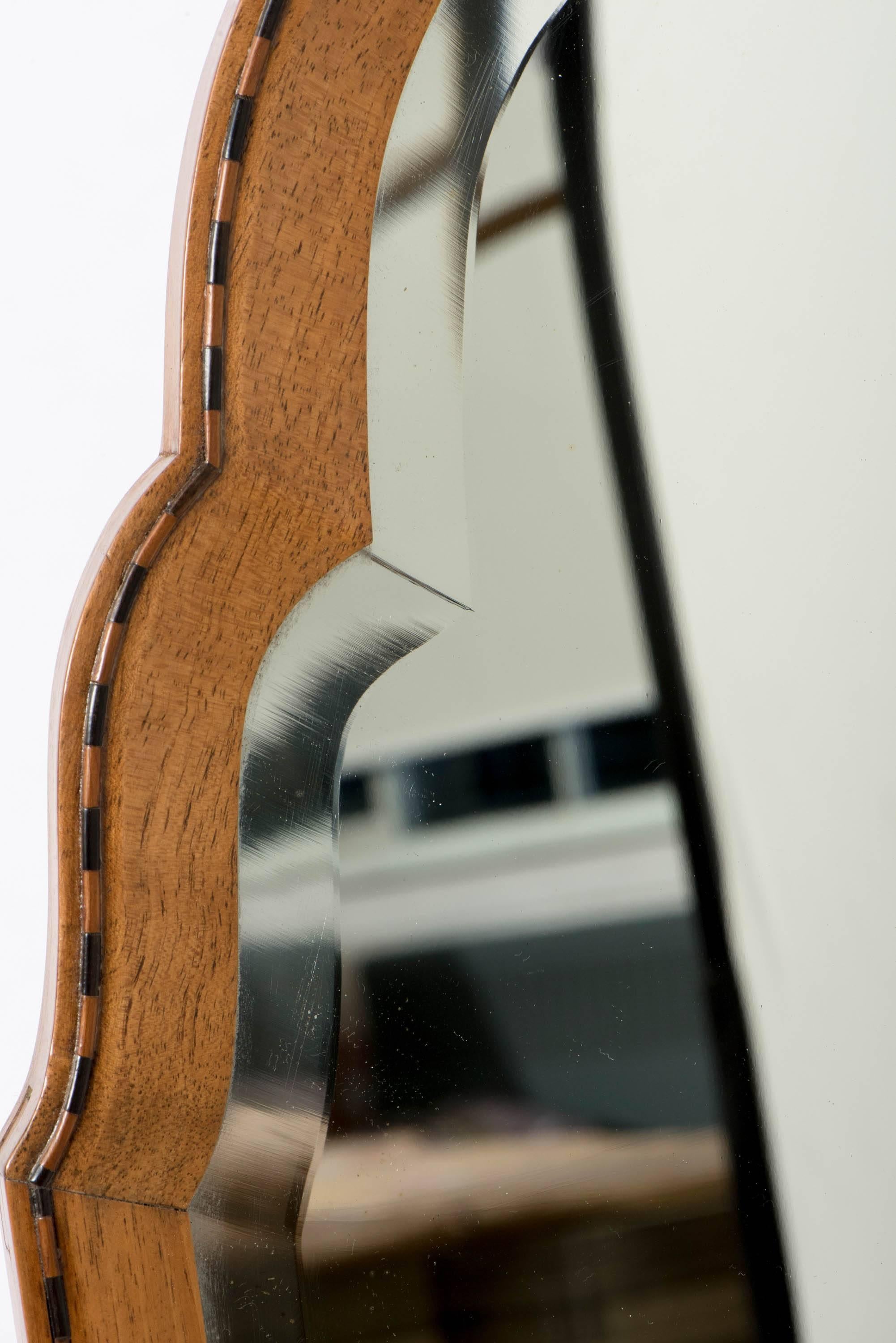 Gordon Russell walnut floor mirror with ebony and yew wood Inlay, England, 1925 For Sale 4