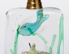Gino Cenedese Murano glass lamp with two fish and seaweed, Italy circa 1950
