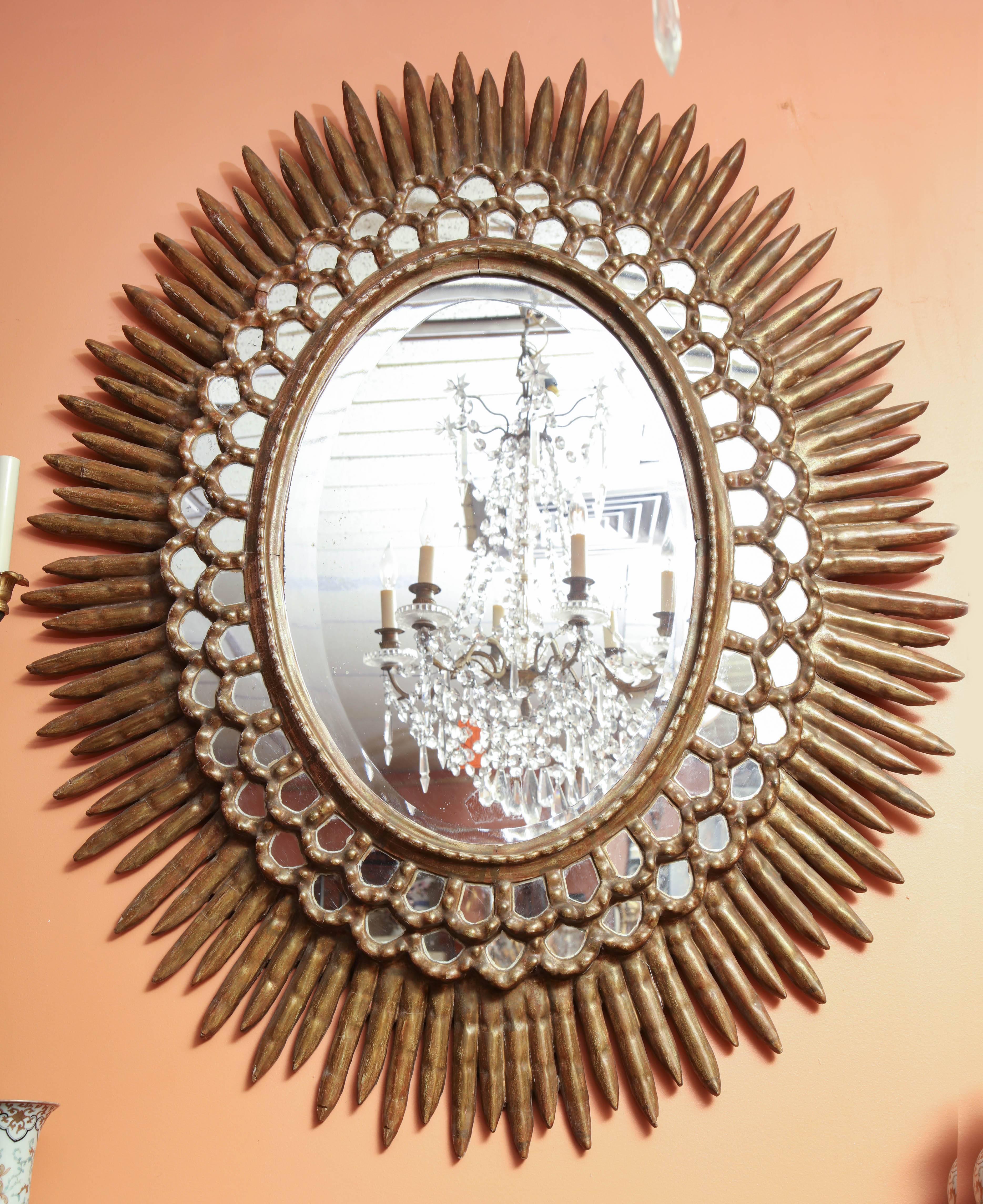 French Modern Sunburst Mirror