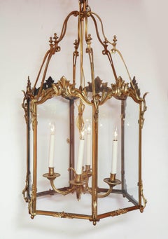 Large Gilt Bronze Chateau Lantern