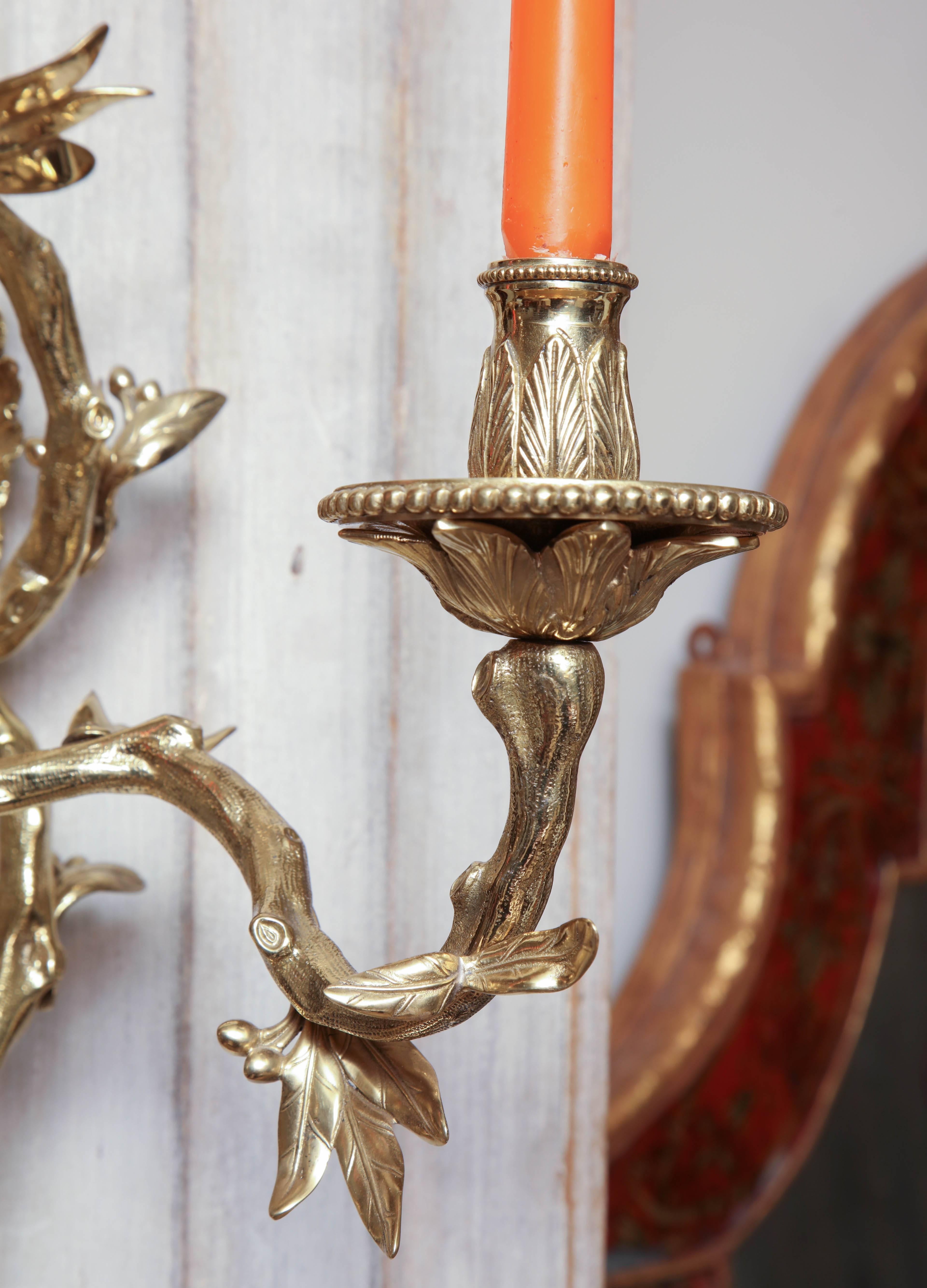 Régence Pair of French Regence Bronze Wall Sconces For Sale