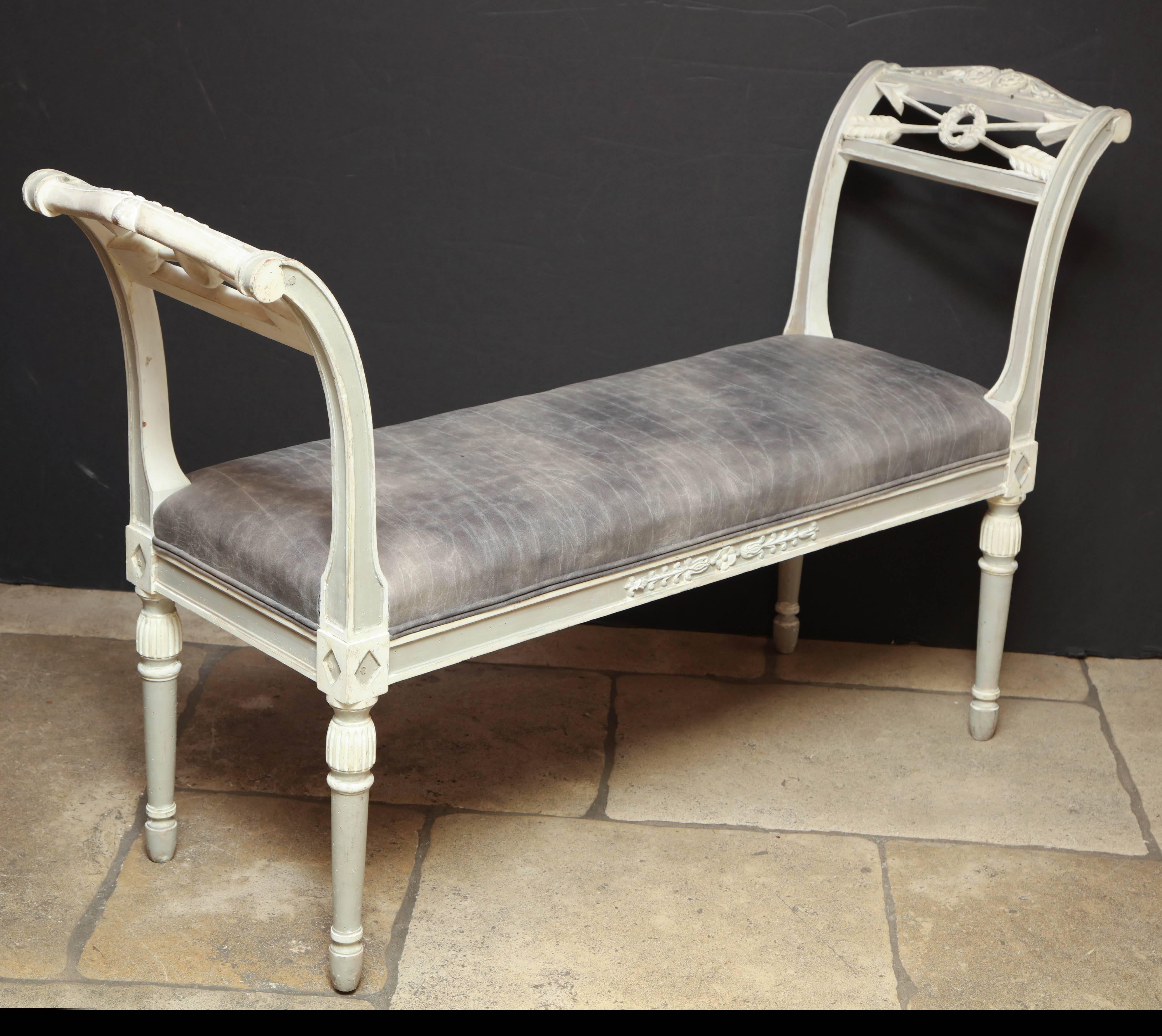 Pair of French Directoire Painted Window Benches 2