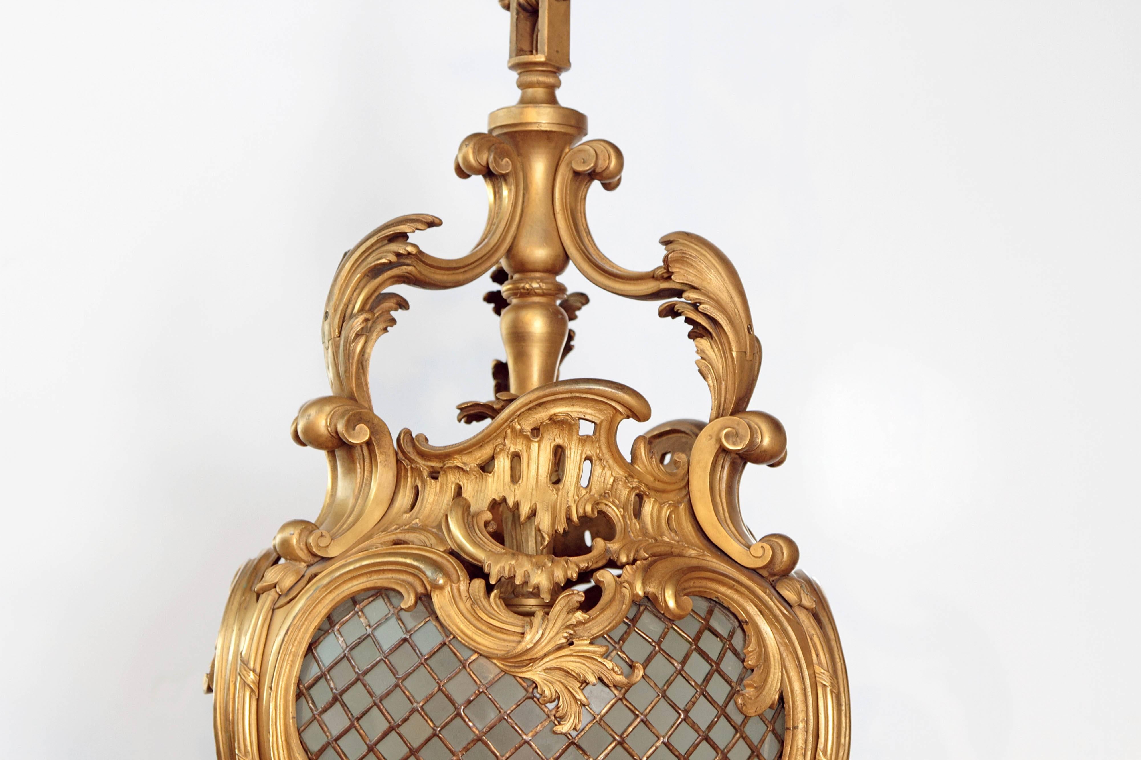 Louis XV Style Gilt Bronze Hall Lantern 1