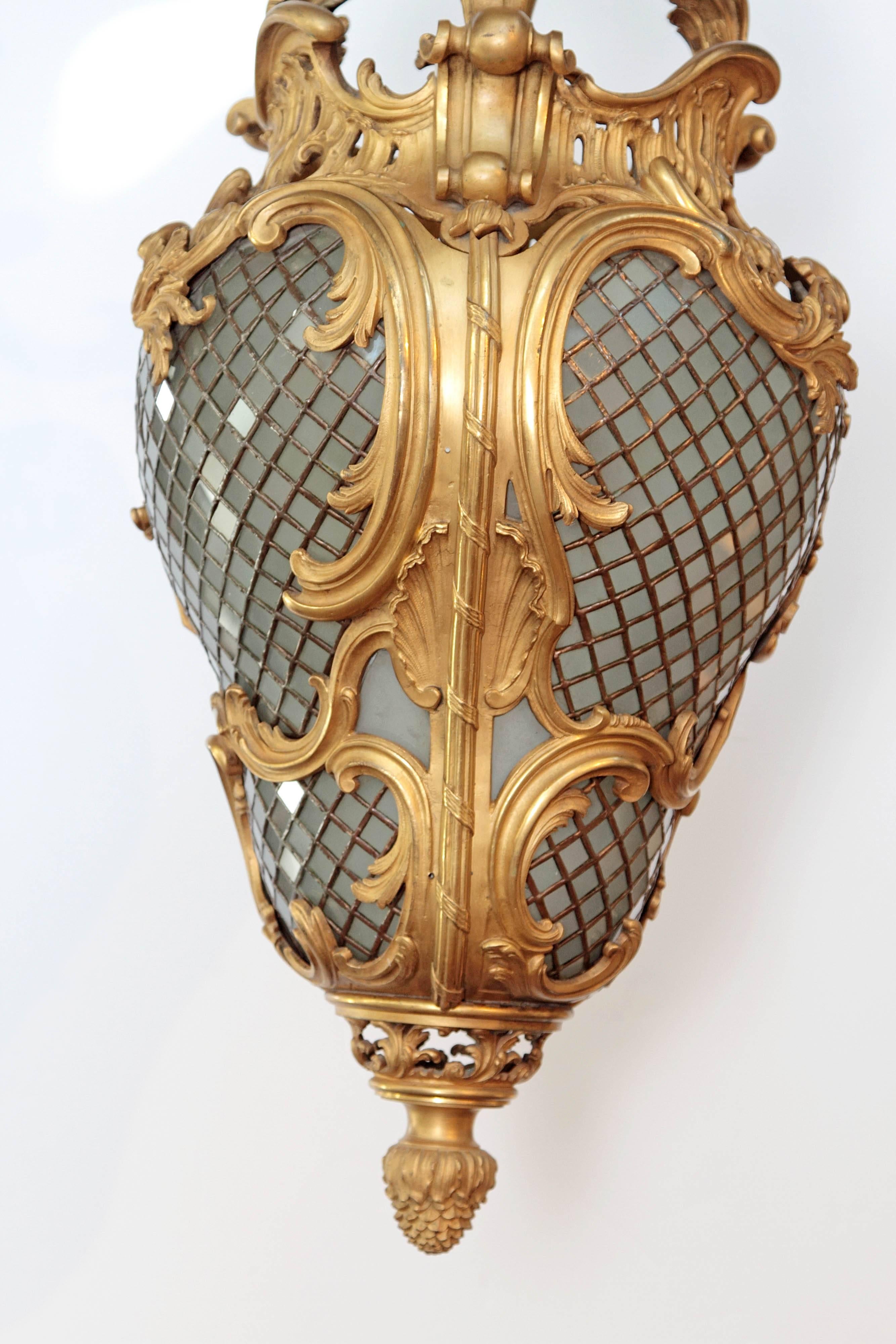 19th Century Louis XV Style Gilt Bronze Hall Lantern