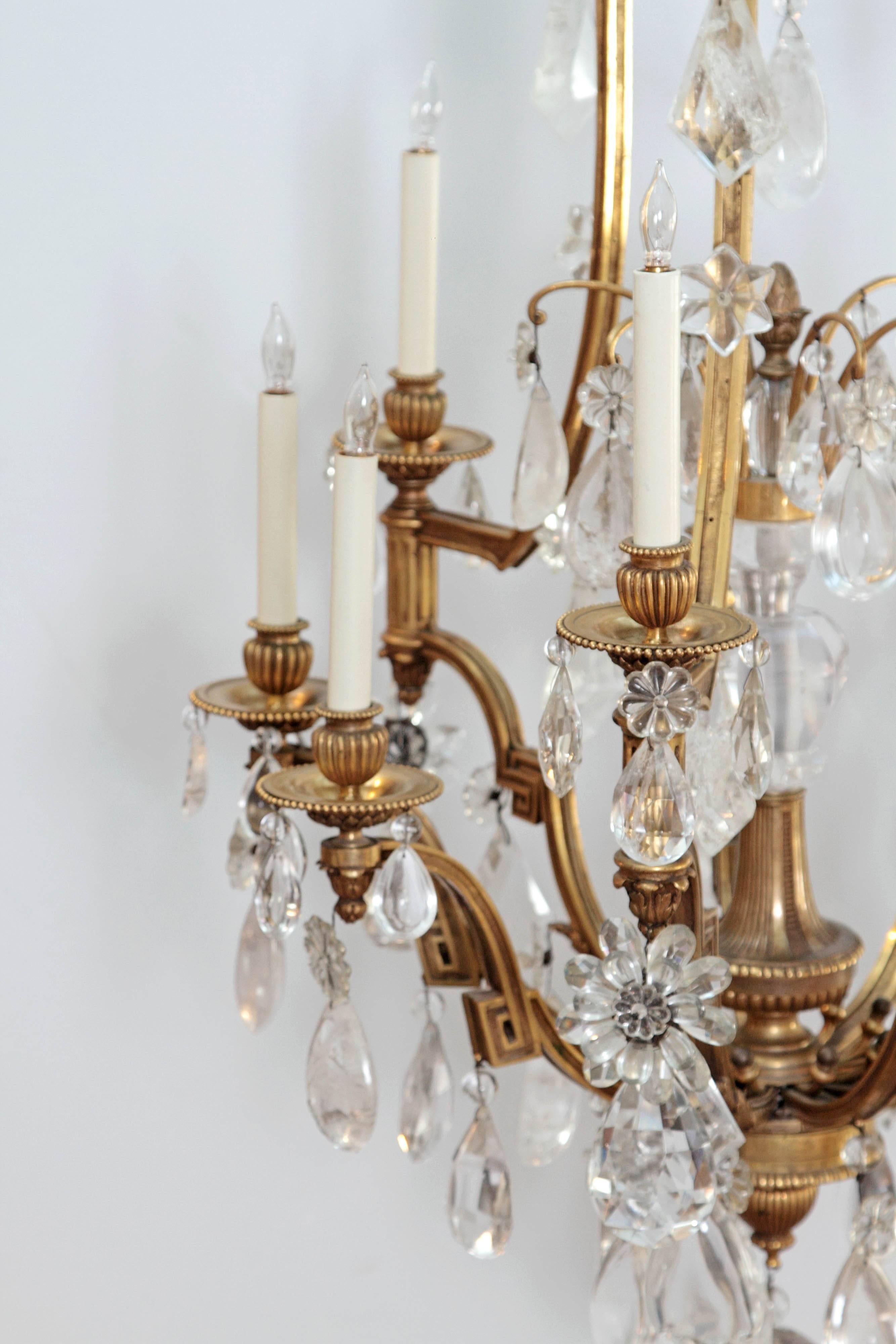 French Louis XV Style Chandelier with Rock Crystals from Nesle Inc. New York For Sale