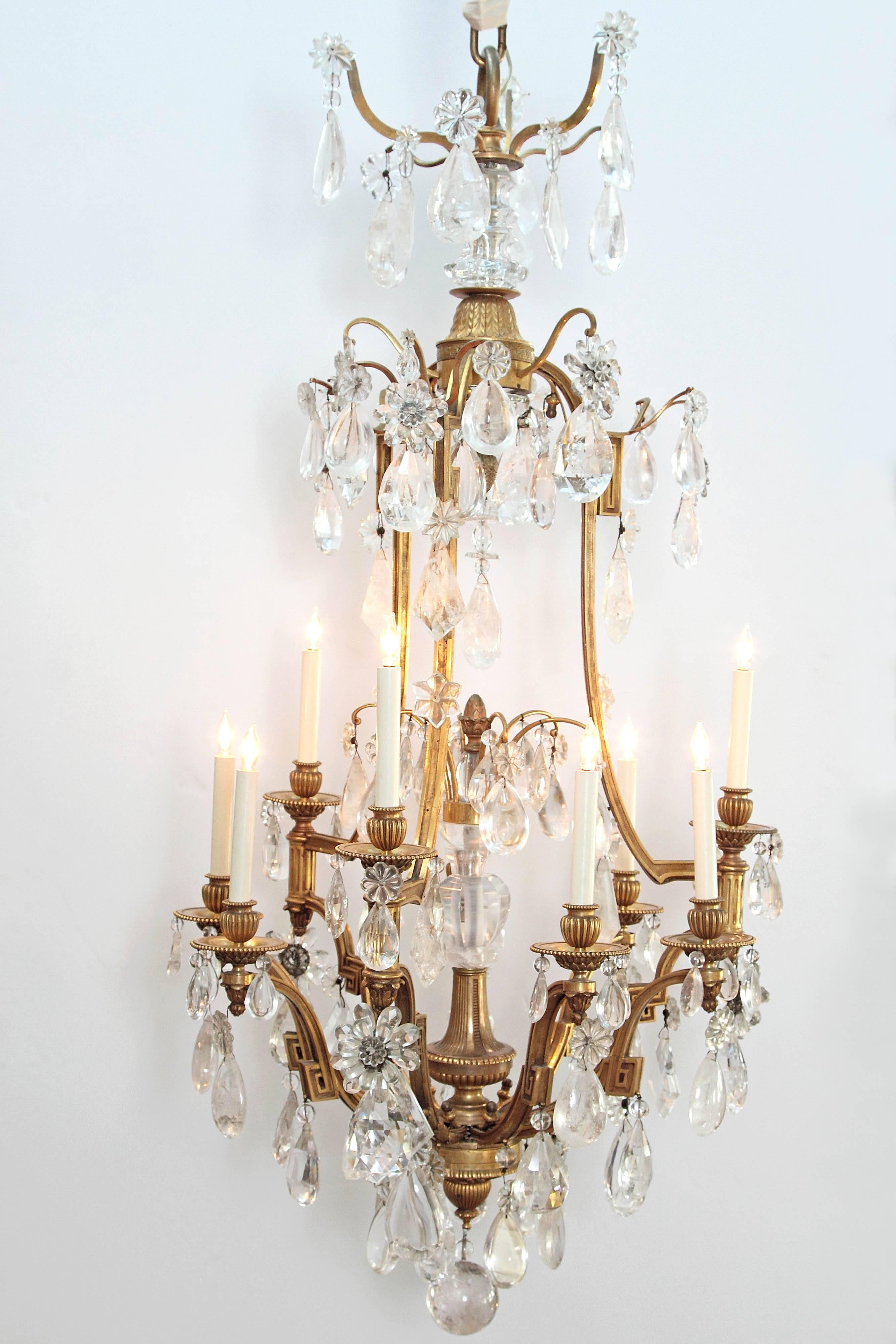 Louis XV Style Chandelier with Rock Crystals from Nesle Inc. New York In Good Condition For Sale In Dallas, TX