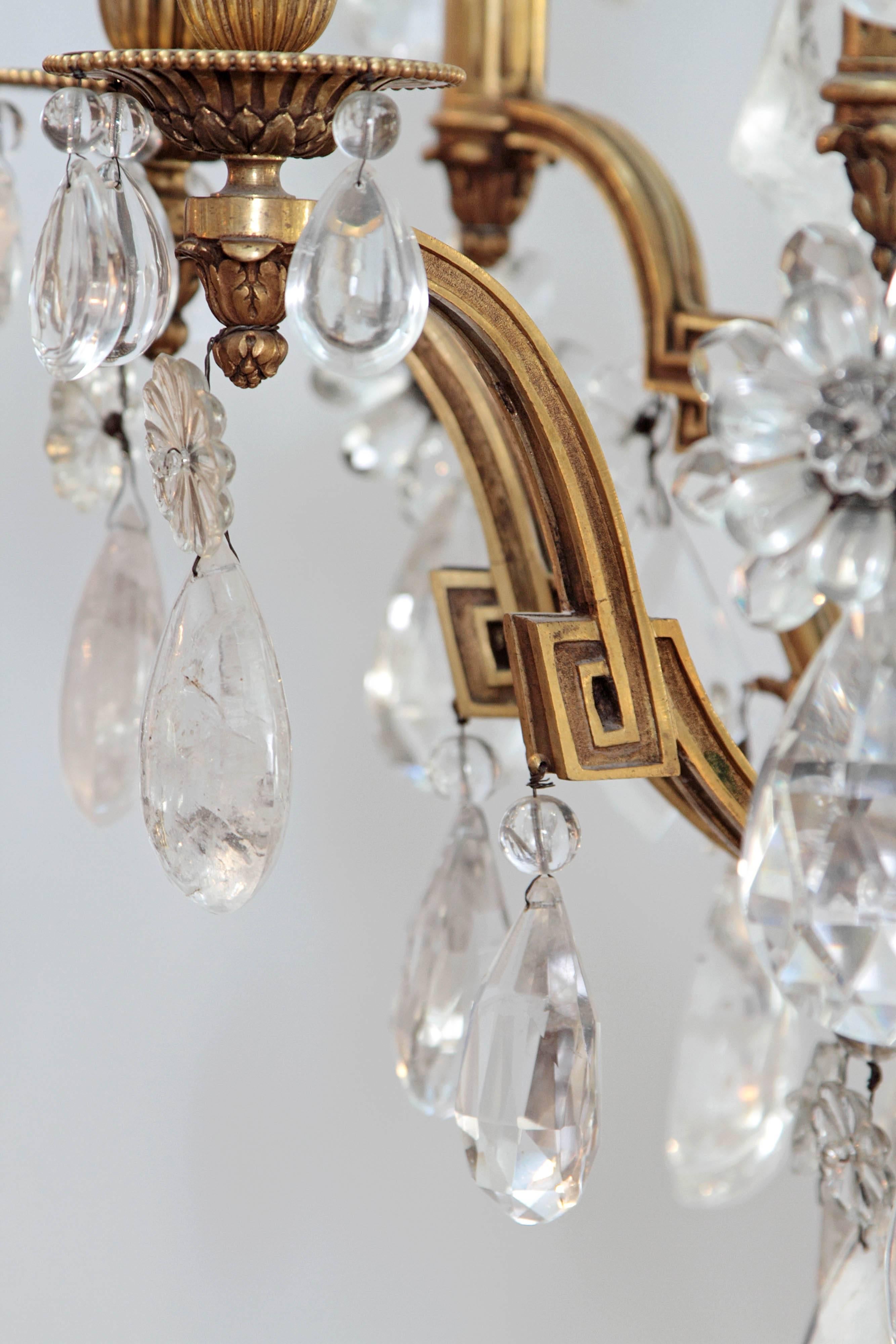 19th Century Louis XV Style Chandelier with Rock Crystals from Nesle Inc. New York For Sale