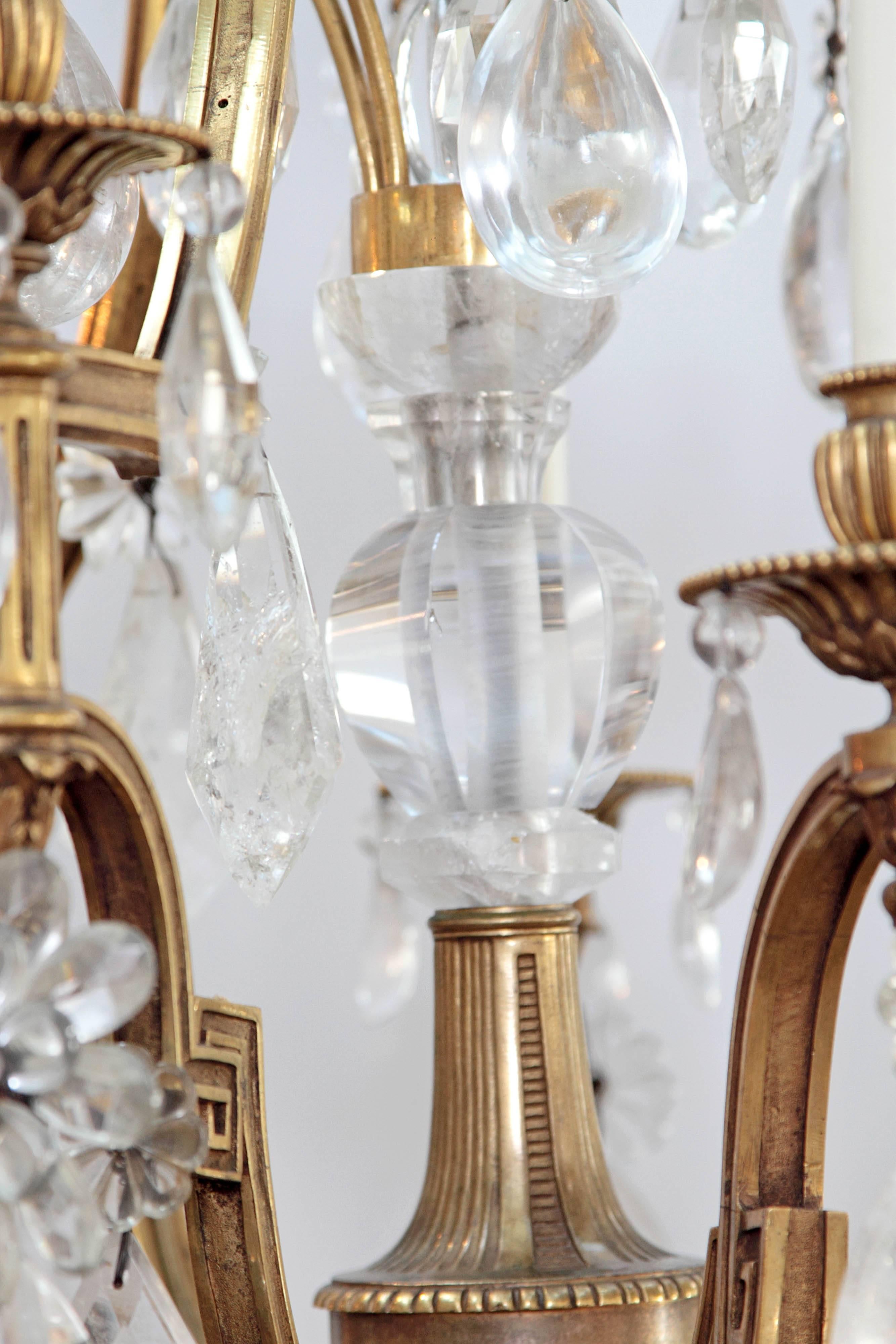 Bronze Louis XV Style Chandelier with Rock Crystals from Nesle Inc. New York For Sale