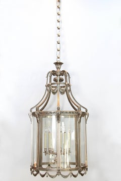 Monumental Nickel-Plated Bronze Art Deco Lantern