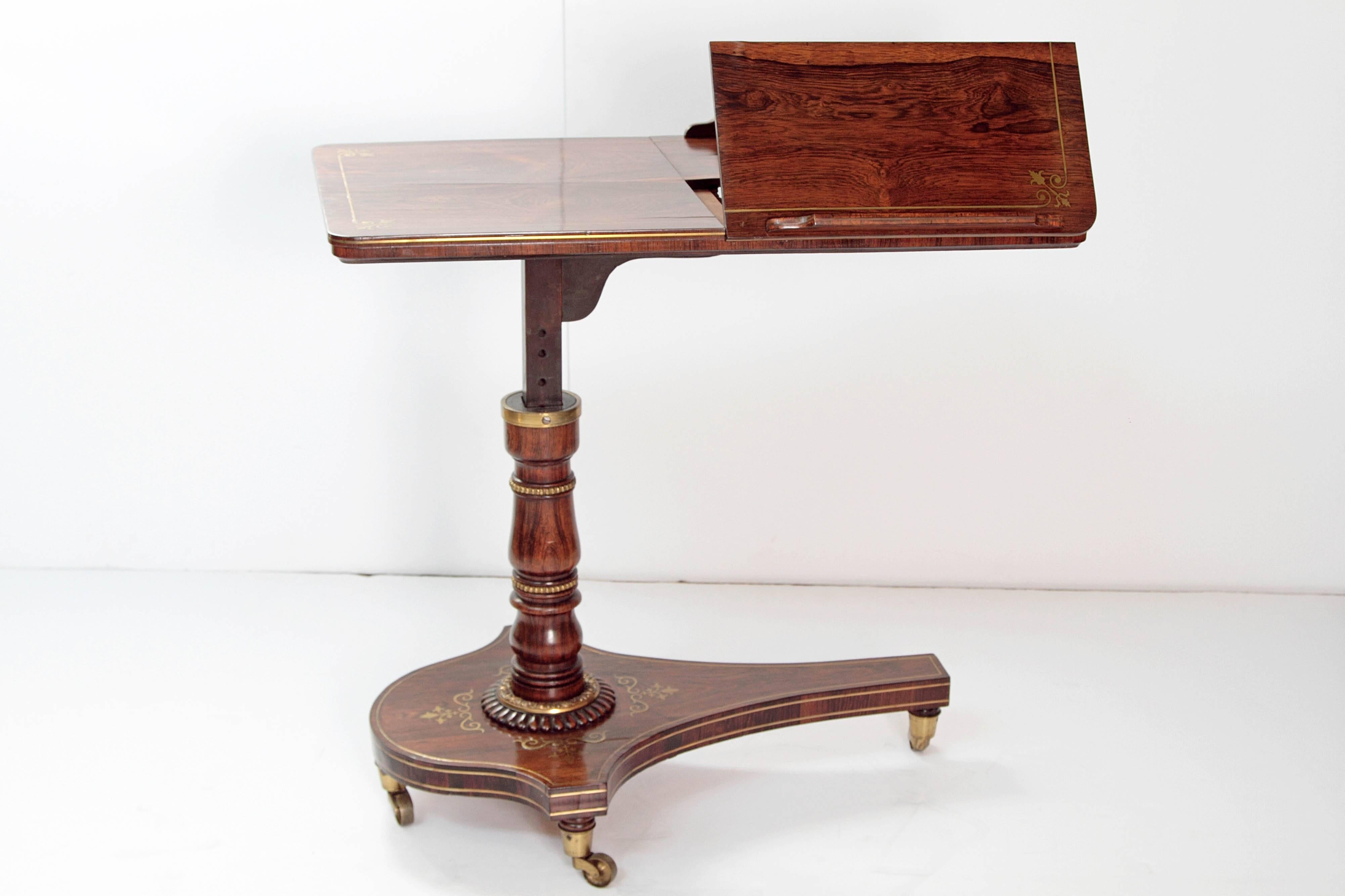 English Regency Rosewood Dual Reading Stand /  Adjustable Bed Table