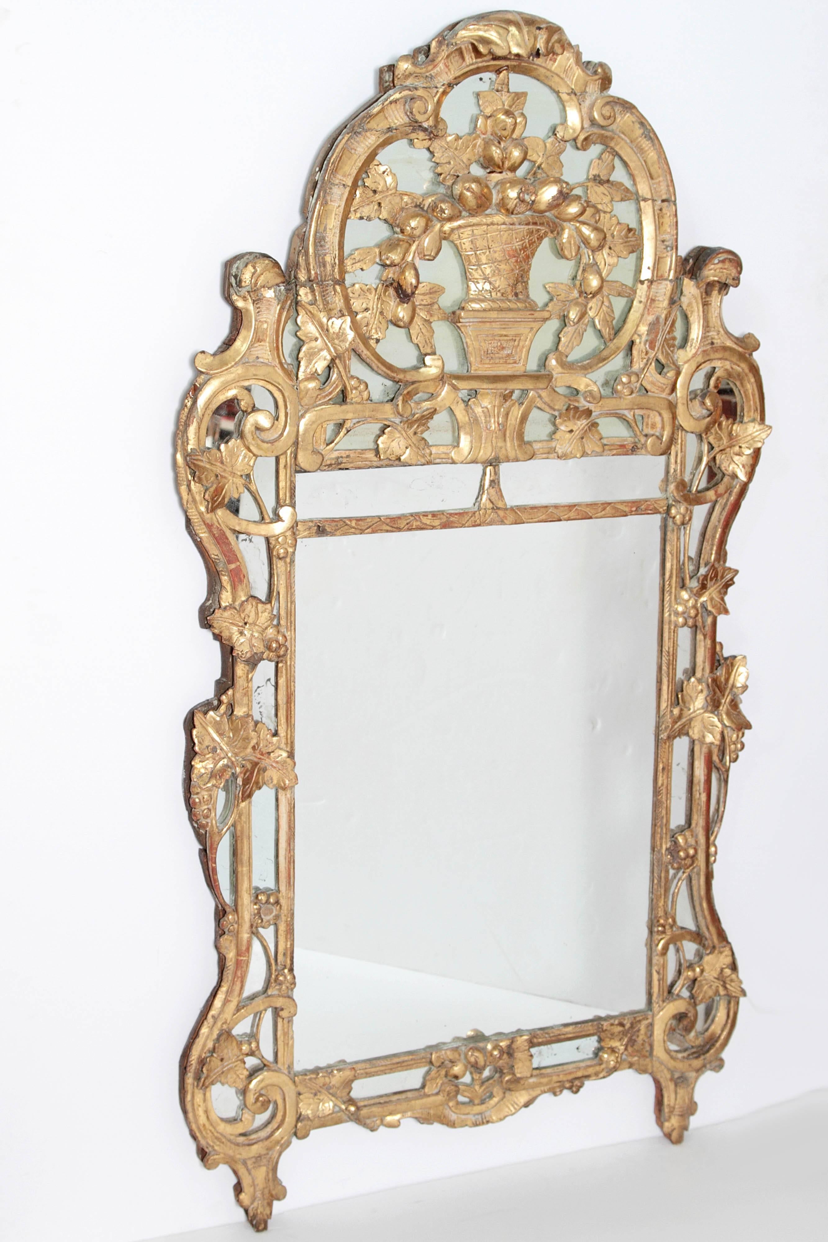 French 18th Century Louis XV Giltwood Provincial Mirror
