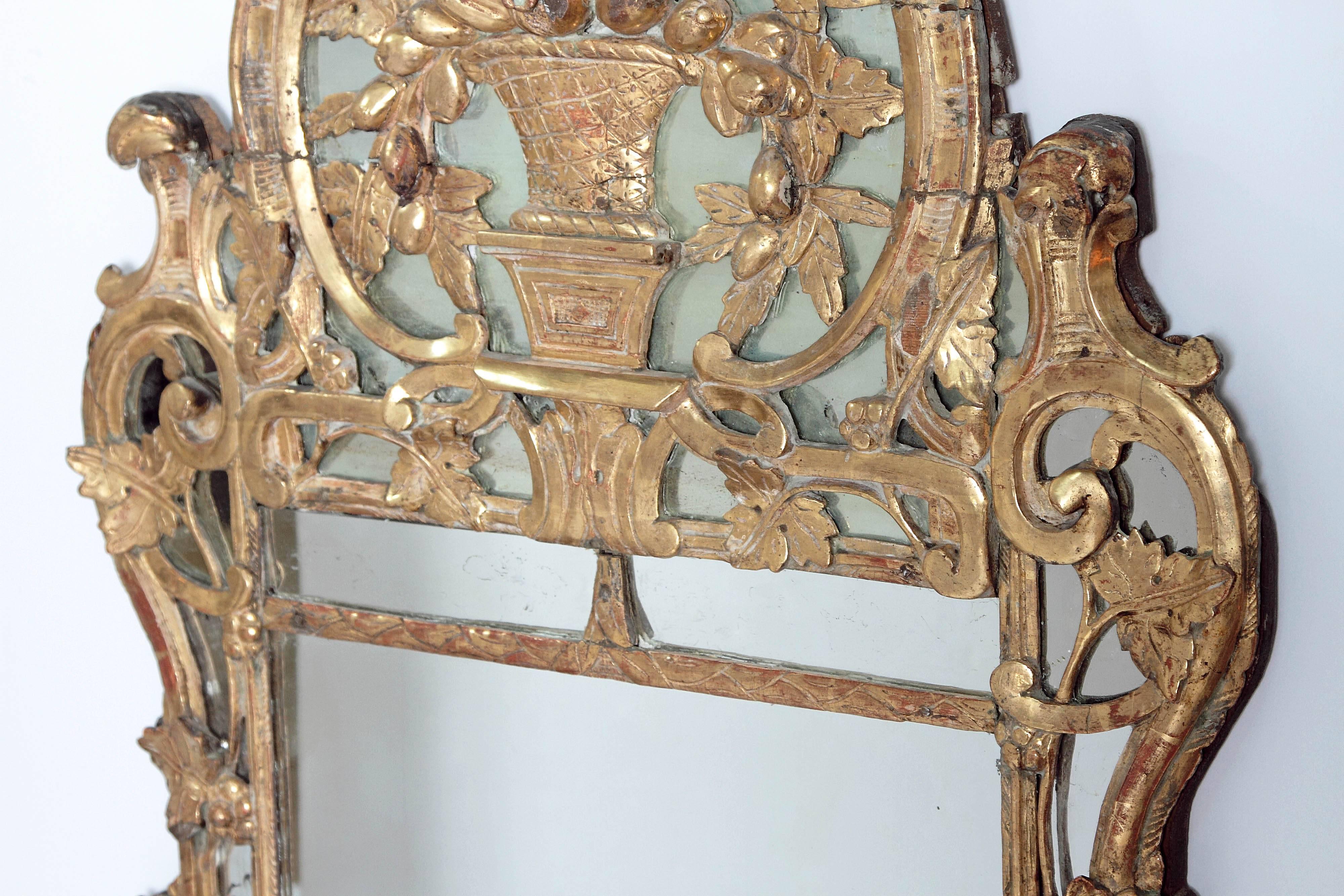 18th Century Louis XV Giltwood Provincial Mirror In Good Condition In Dallas, TX