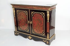 French Louis XVI Style Boulle Work Cabinet with Red Tortoise