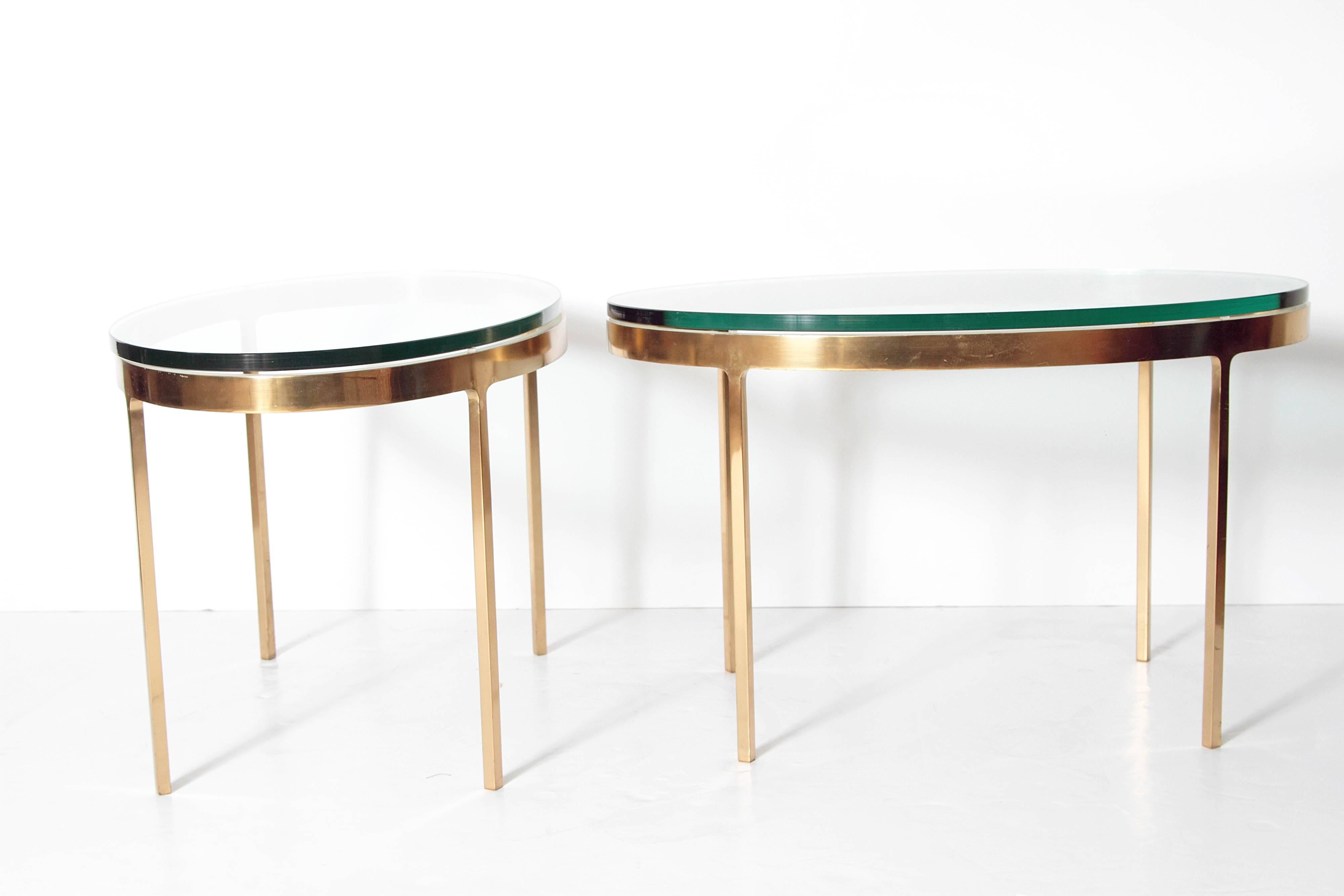 Oval Brass and Glass Tables by Nicos Zographos 1