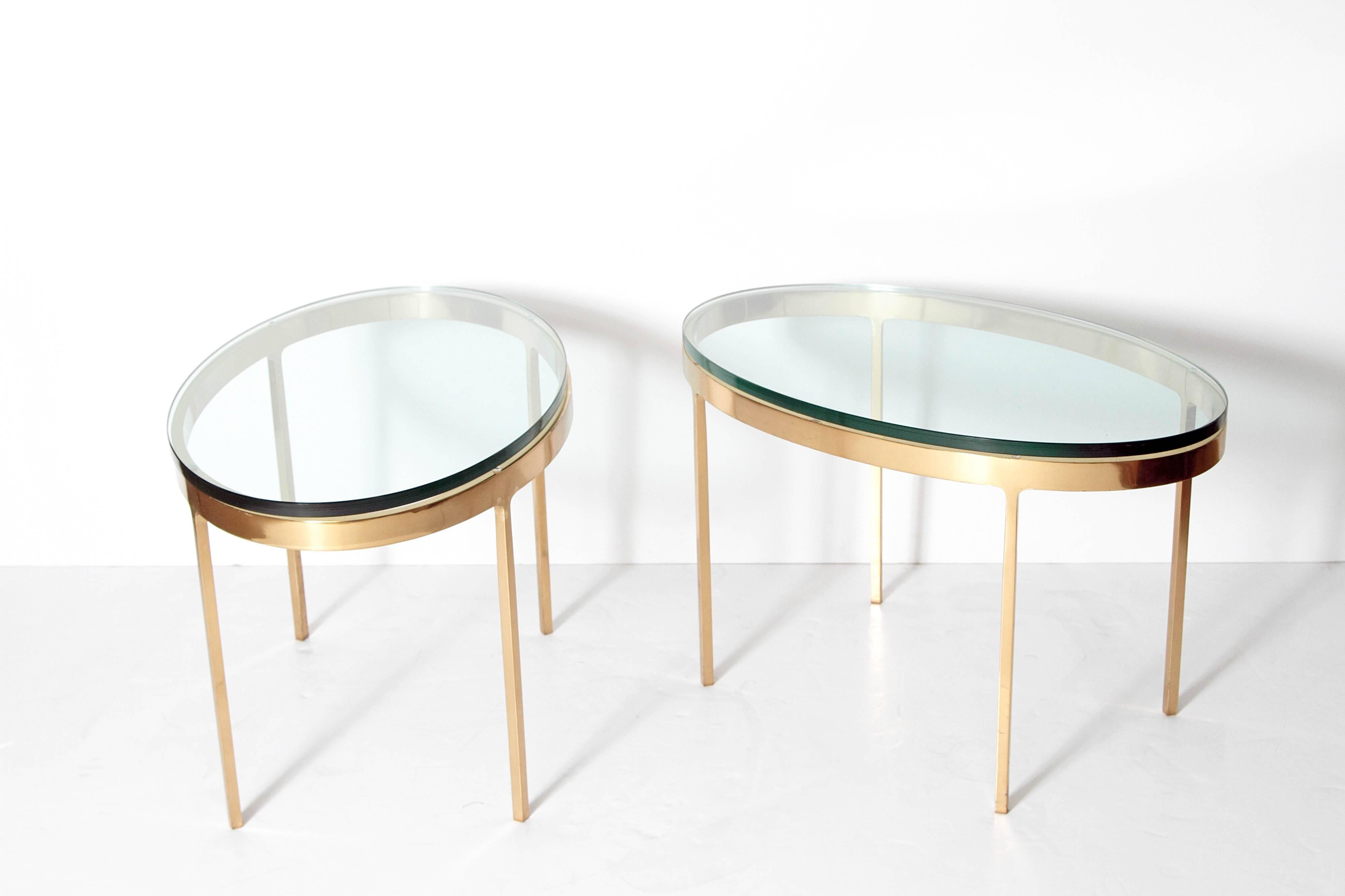 Oval Brass and Glass Tables by Nicos Zographos 2