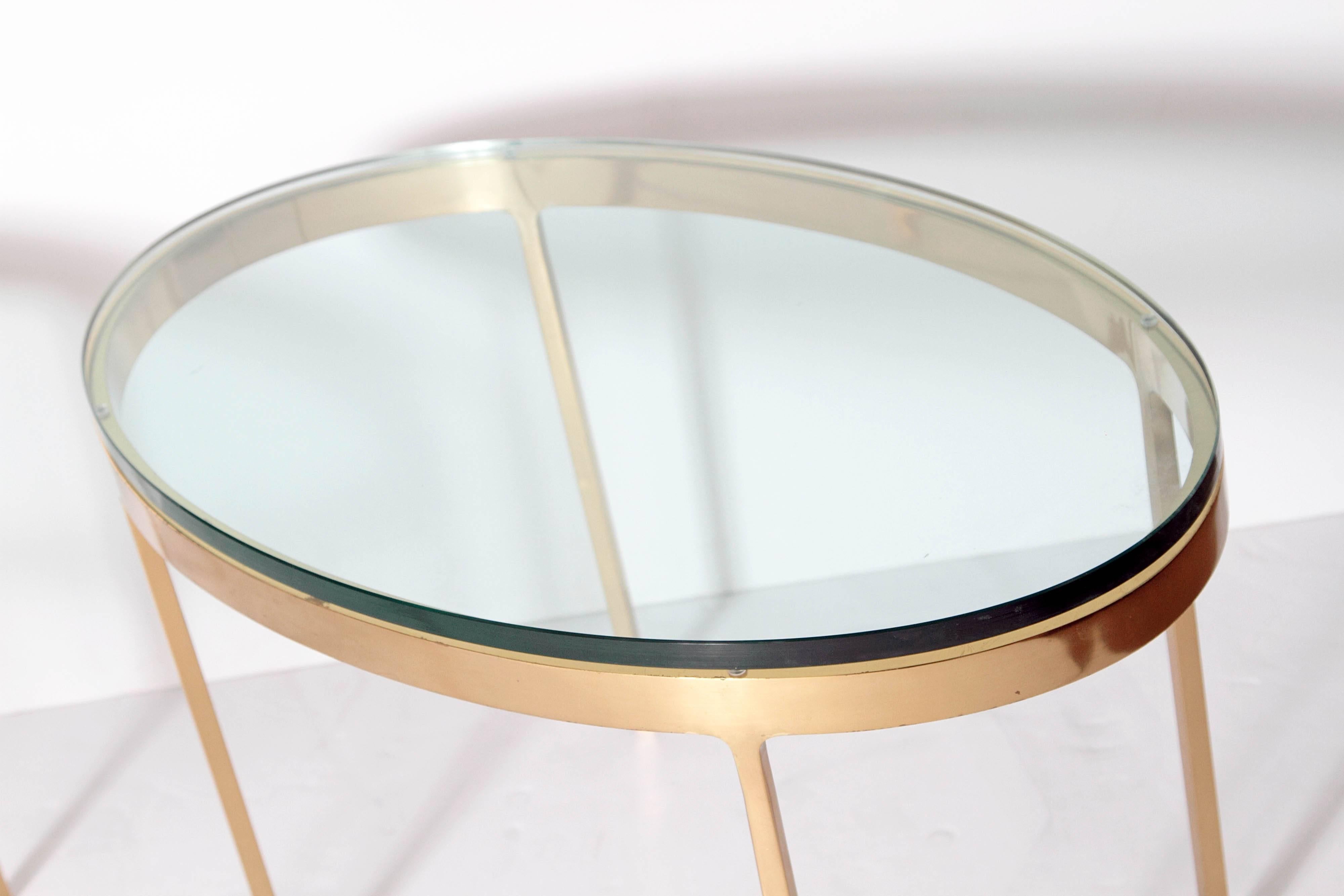 Oval Brass and Glass Tables by Nicos Zographos 3