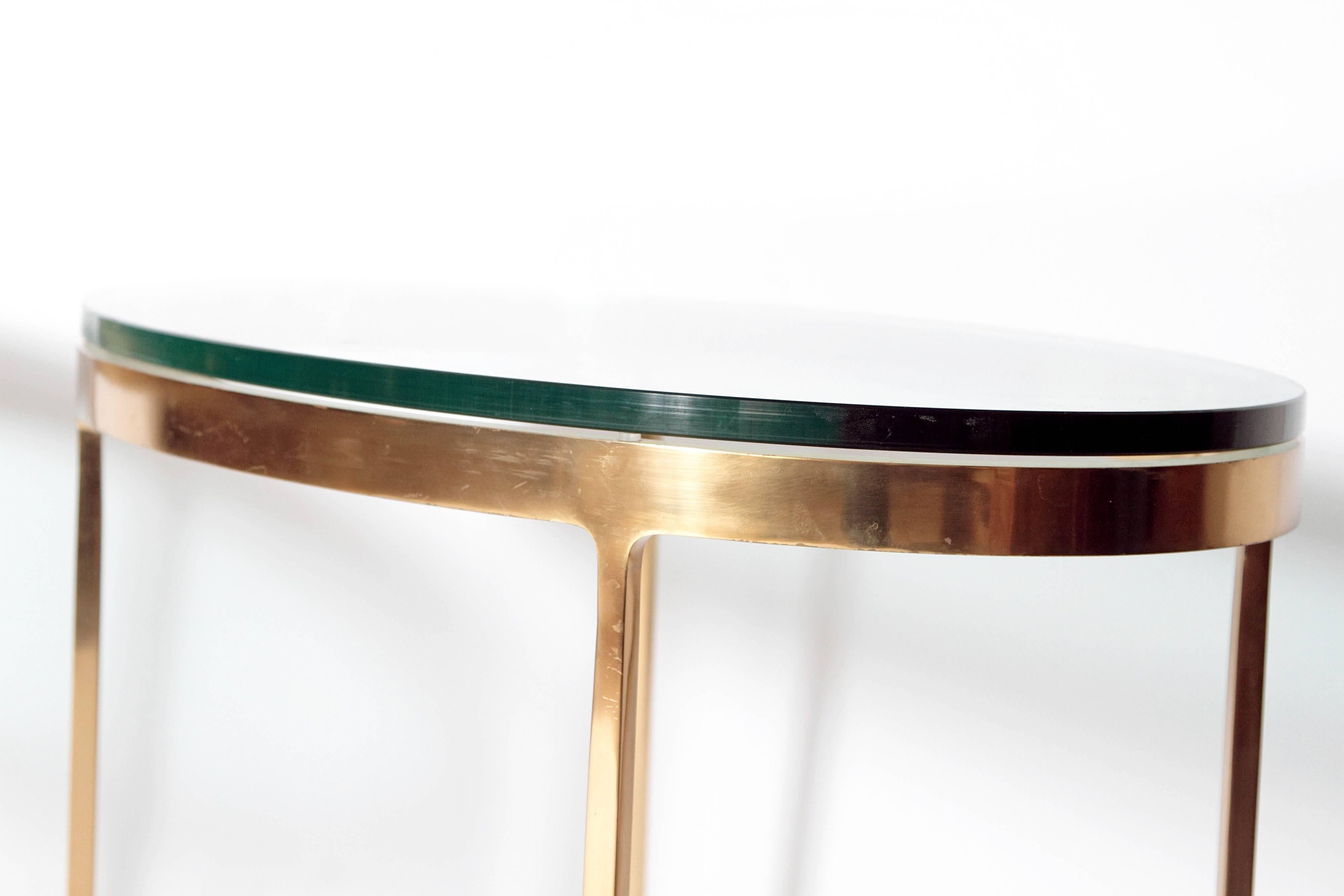 Mid-Century Modern Oval Brass and Glass Tables by Nicos Zographos