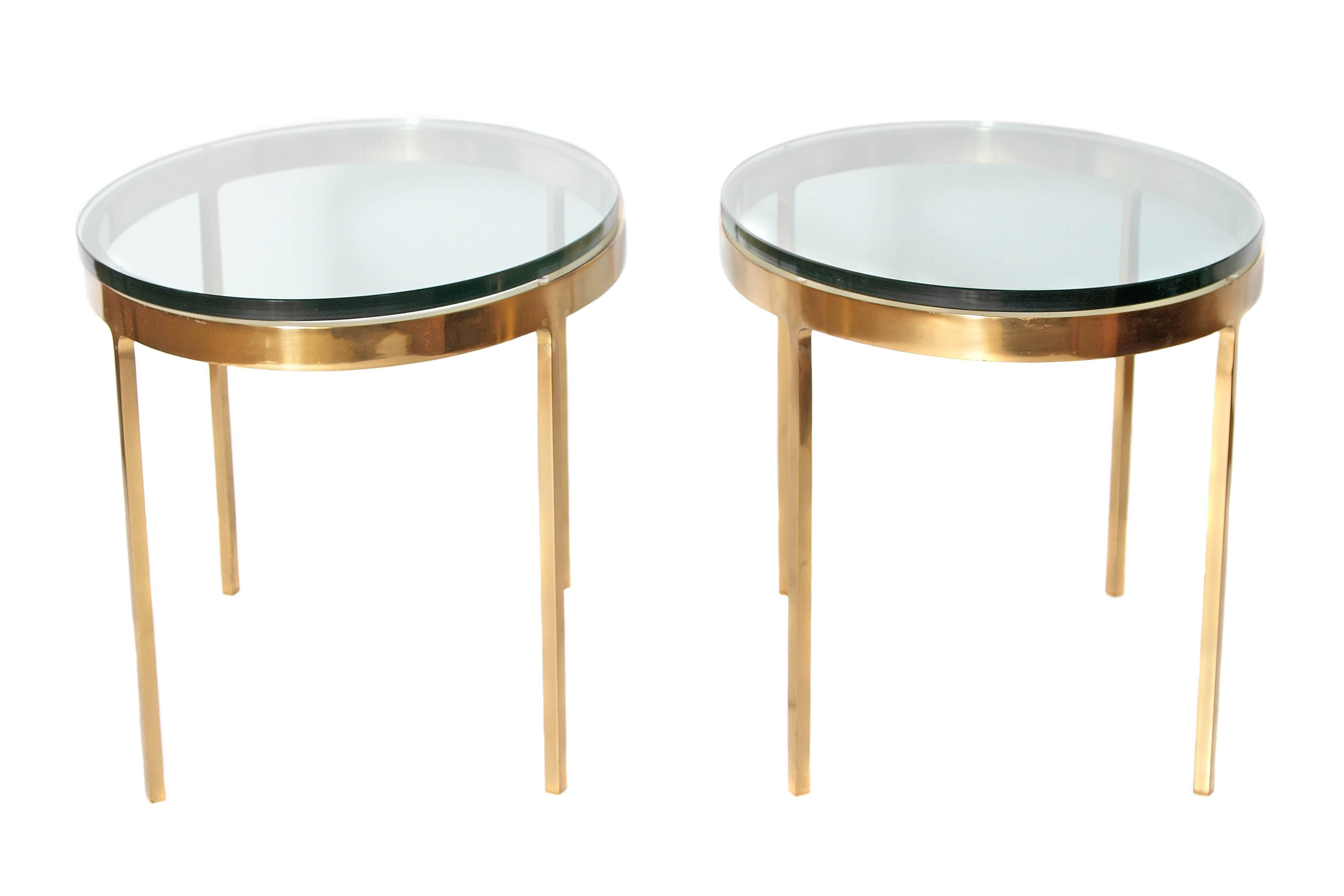 Oval Brass and Glass Tables by Nicos Zographos In Good Condition In Dallas, TX