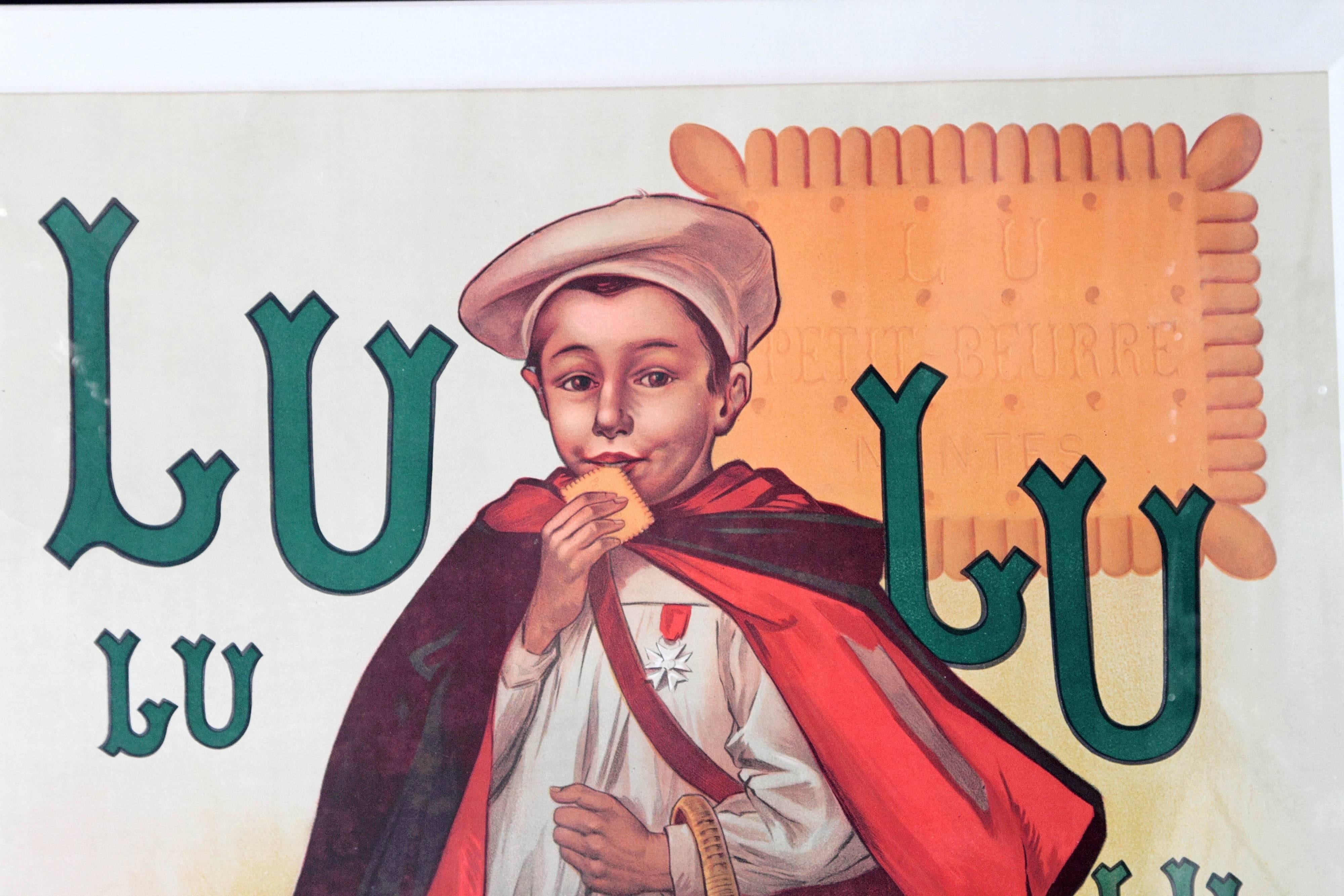 Le Petit Écolier rare affiche lithographique en couleurs signée 