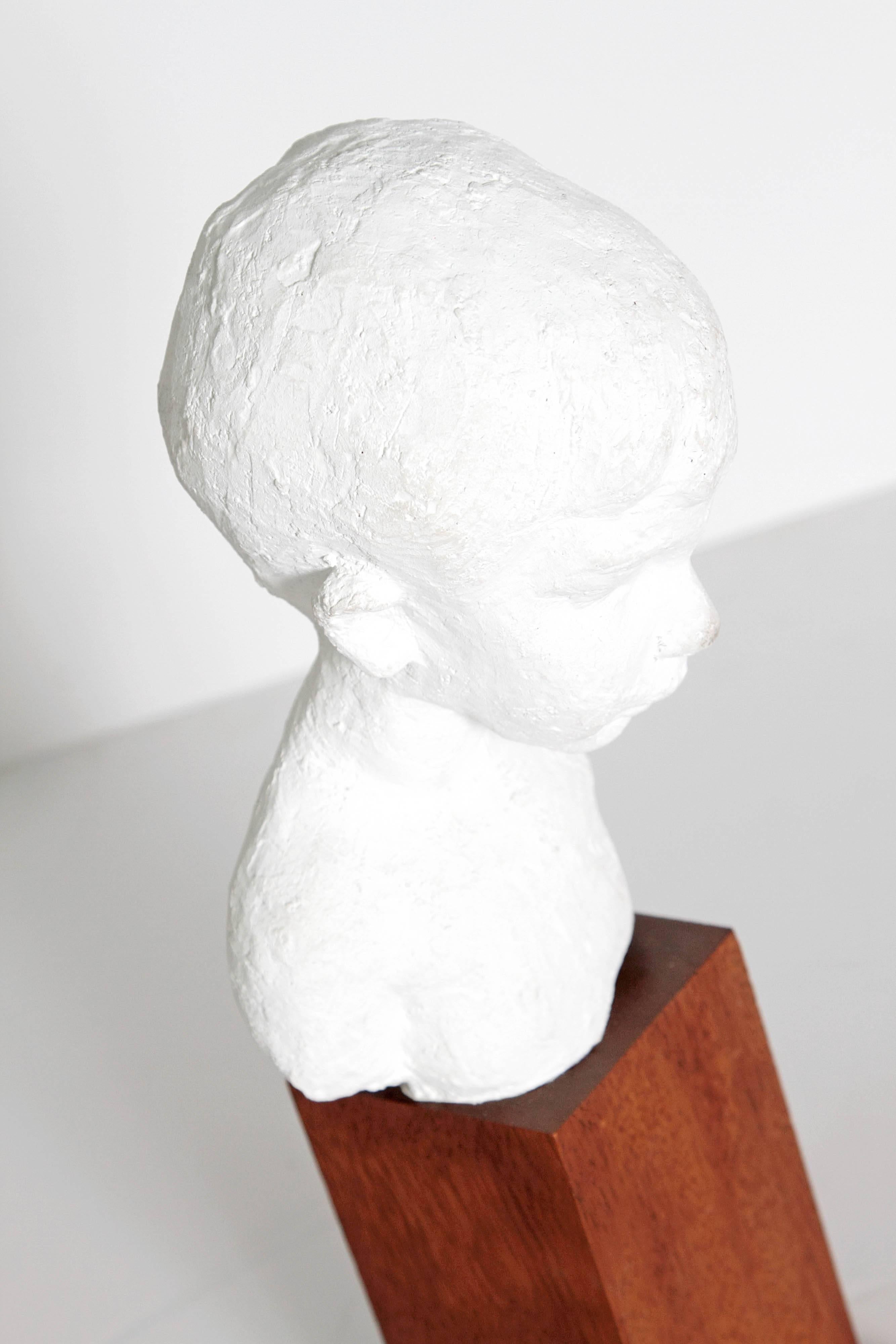 20th Century Bust of Young Boy on Mahogany Stand For Sale