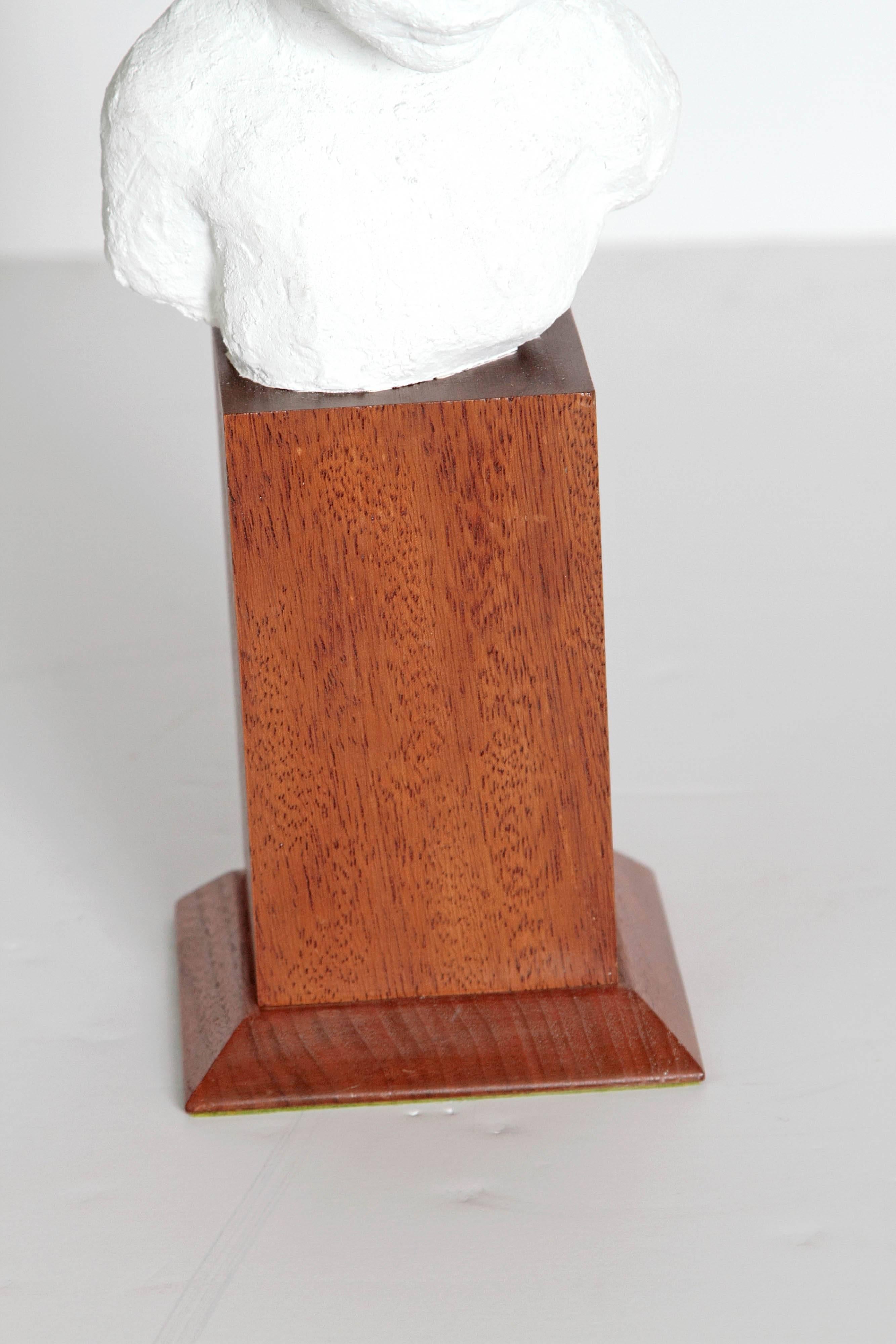 Plaster Bust of Young Boy on Mahogany Stand For Sale