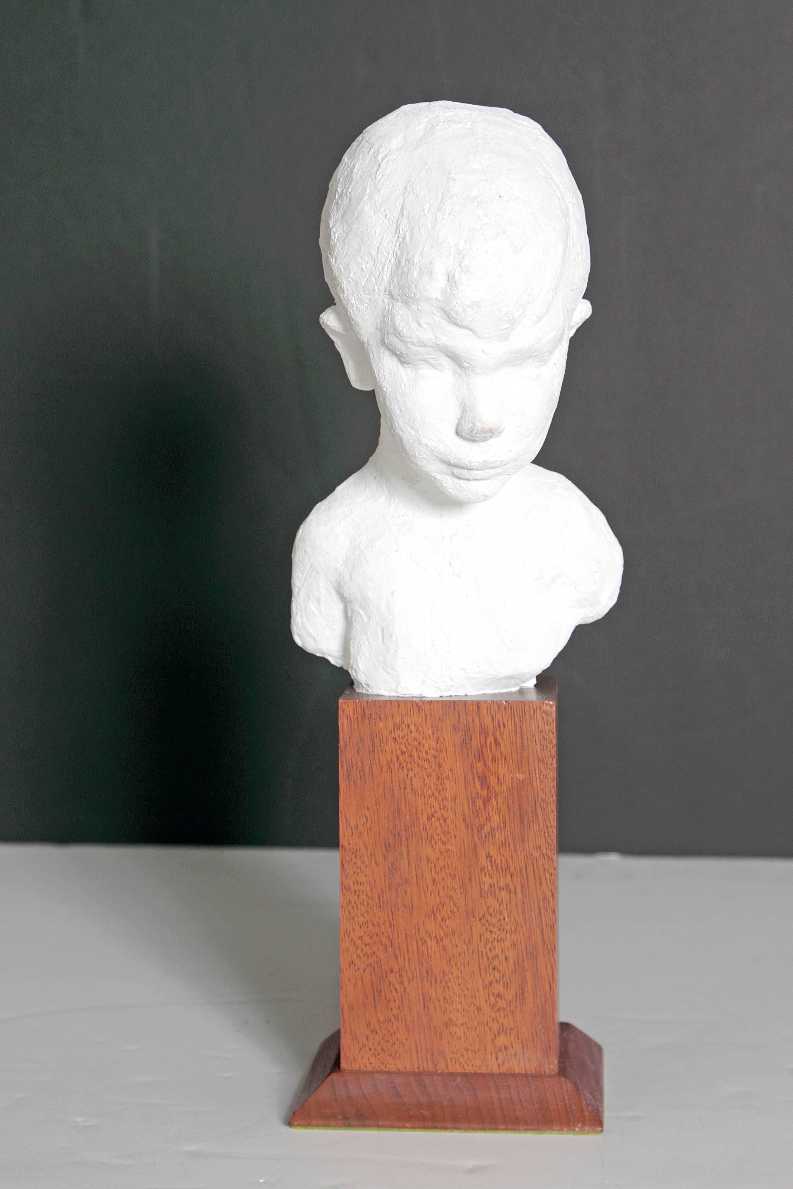 Bust of Young Boy on Mahogany Stand For Sale 1