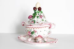 Large French Faience Tureen with Platter